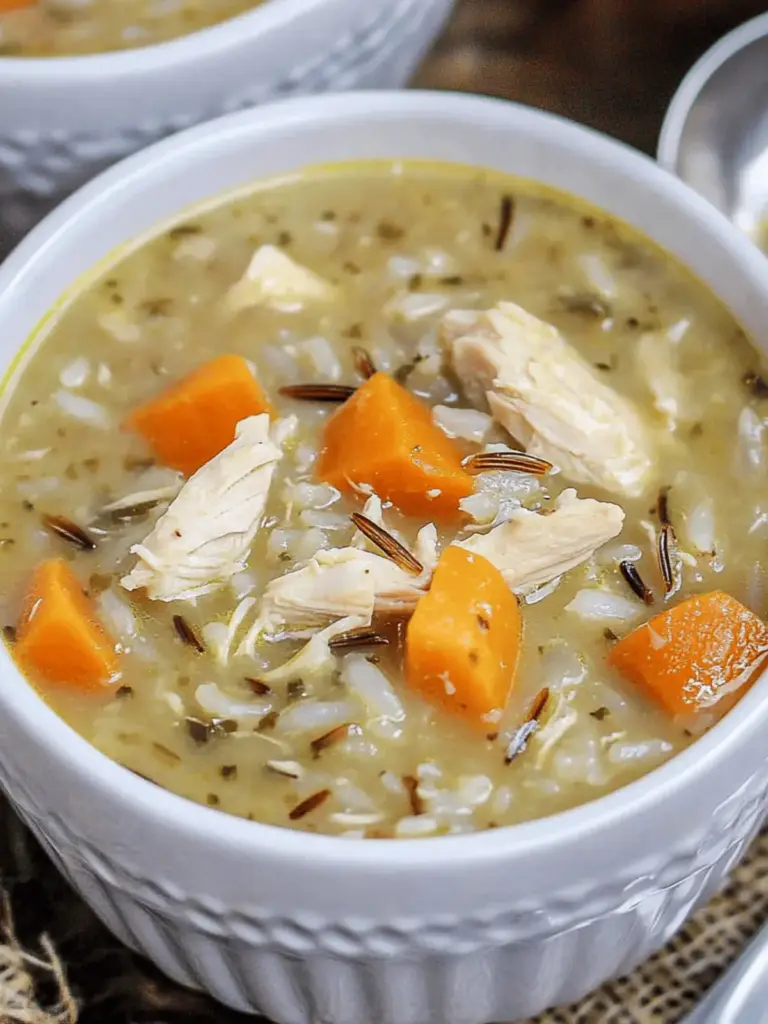 Instant Pot Sweetpotato, Chicken, and Wild Rice Soup