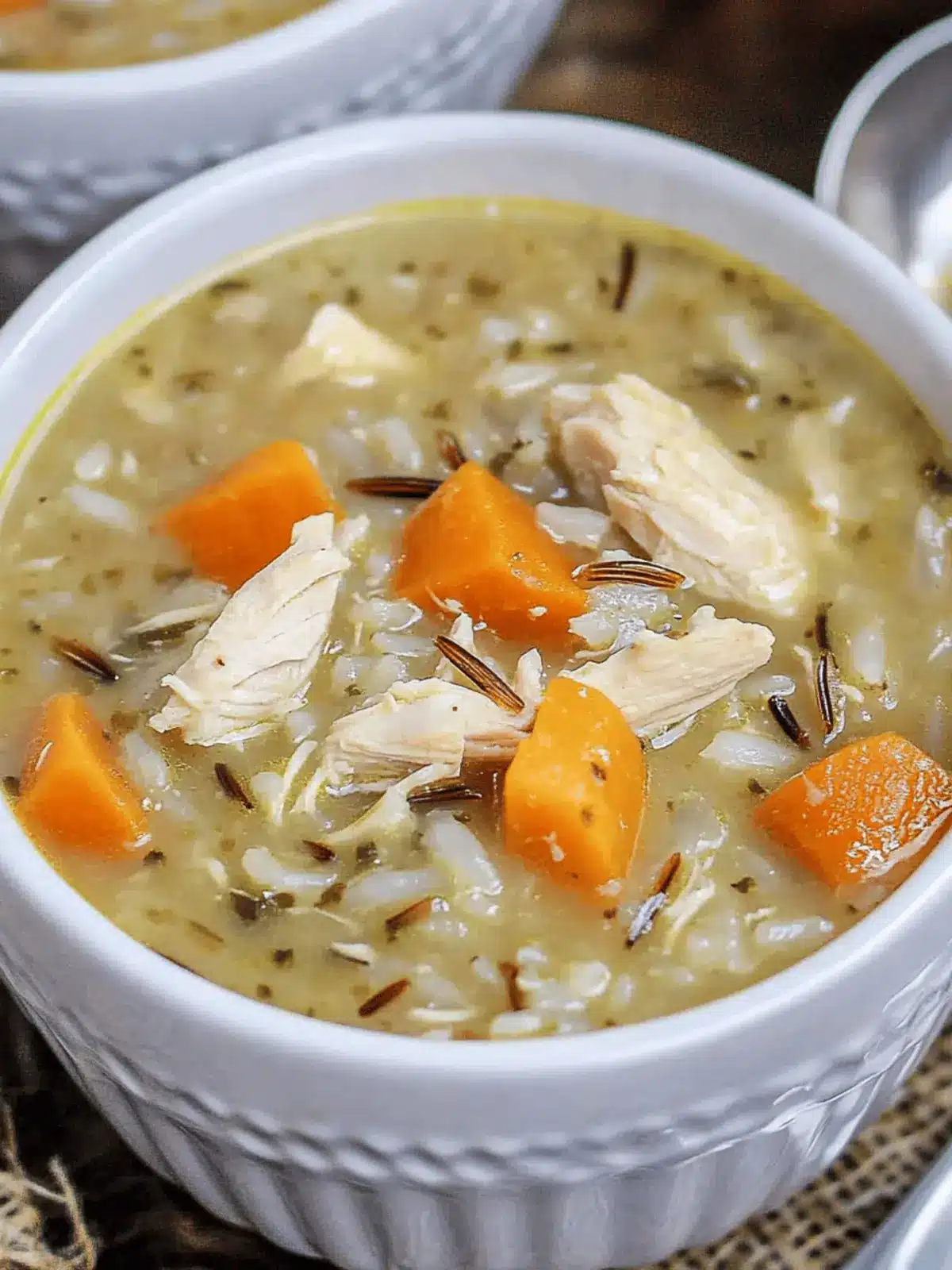 Instant Pot Sweetpotato, Chicken, and Wild Rice Soup