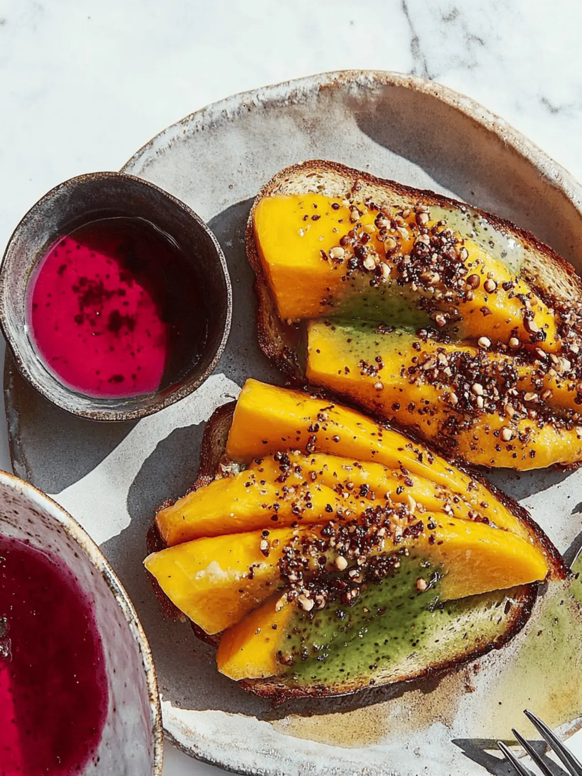 Savory Mango Toast with Hazelnut-Pepita Butter Bliss 4 Mango Toast with Hazelnut-Pepita Butter