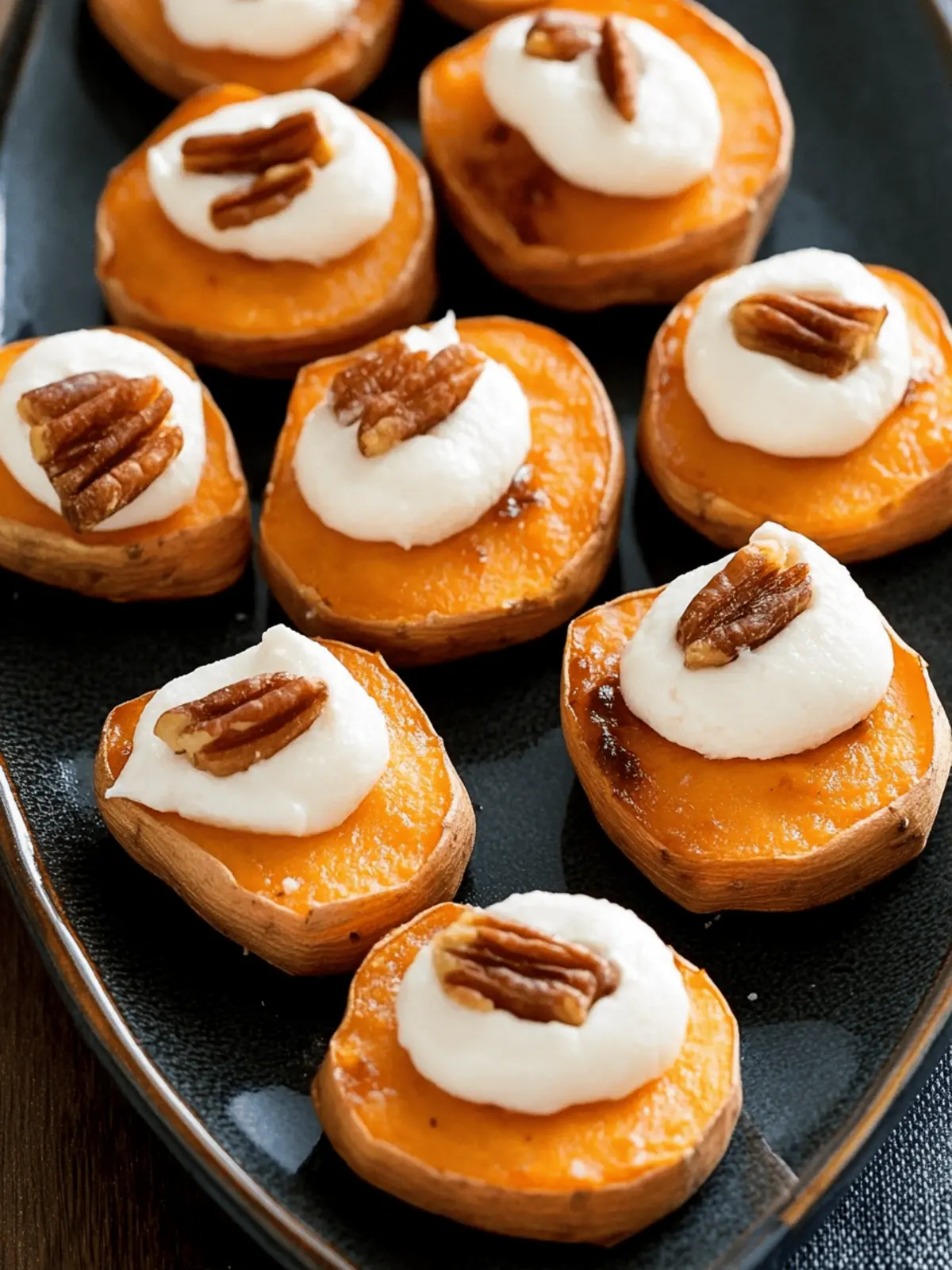 Savory Sweet Potato Bites with Marshmallows and Pecans 2 Sweet Potato Bites