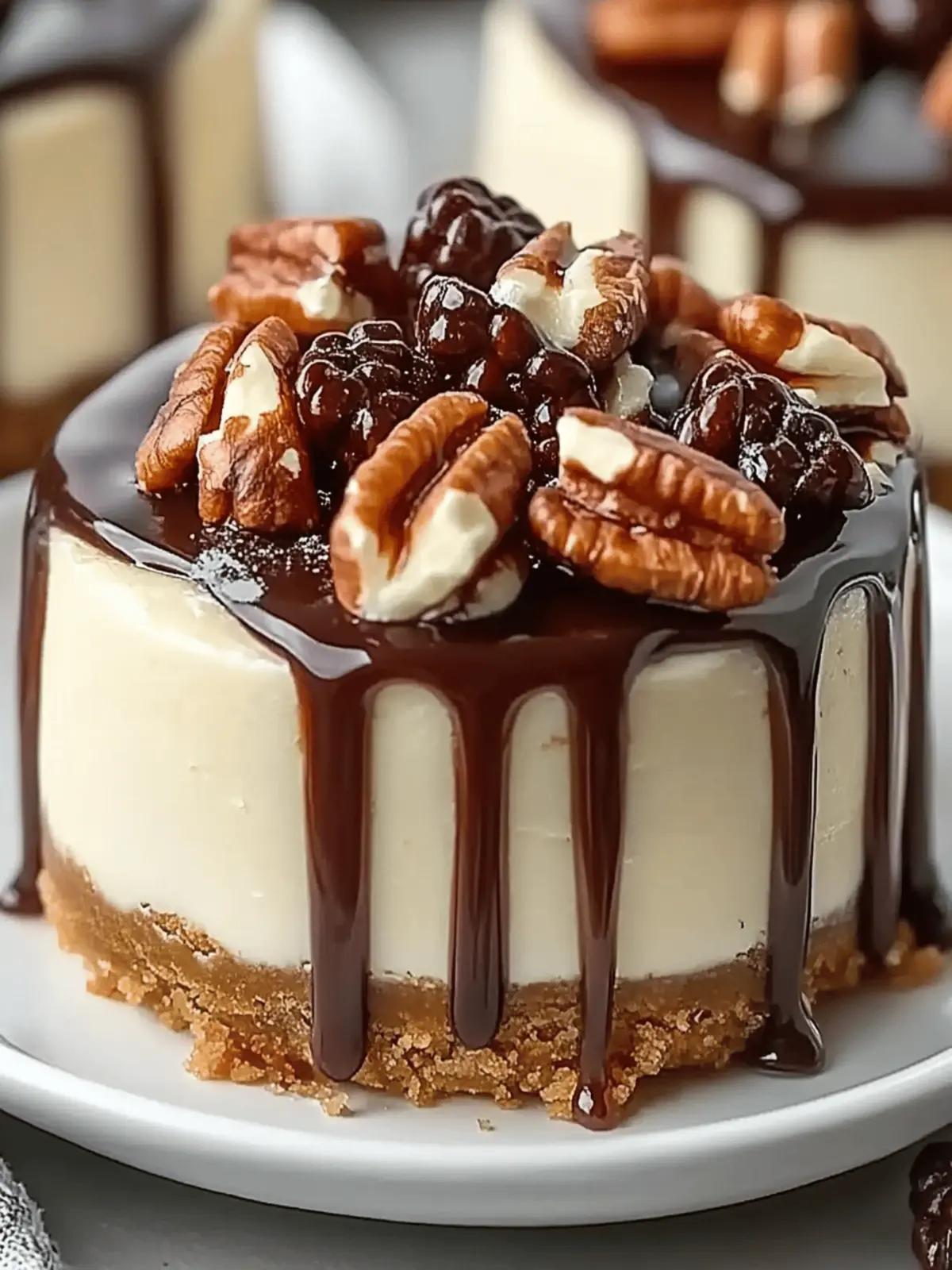 No Bake Turtle Mini Cheesecake