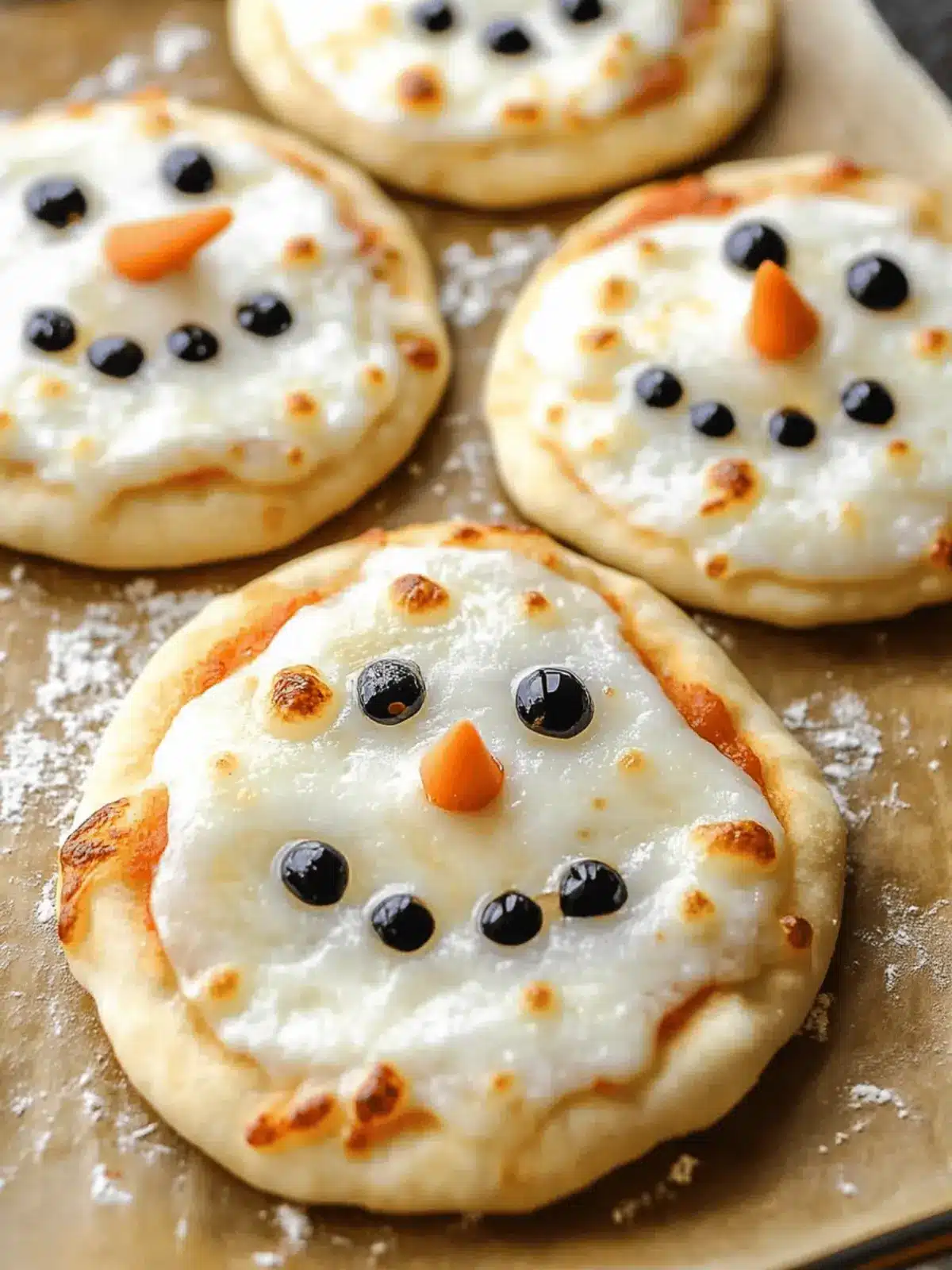 Mini Snowman Pizzas