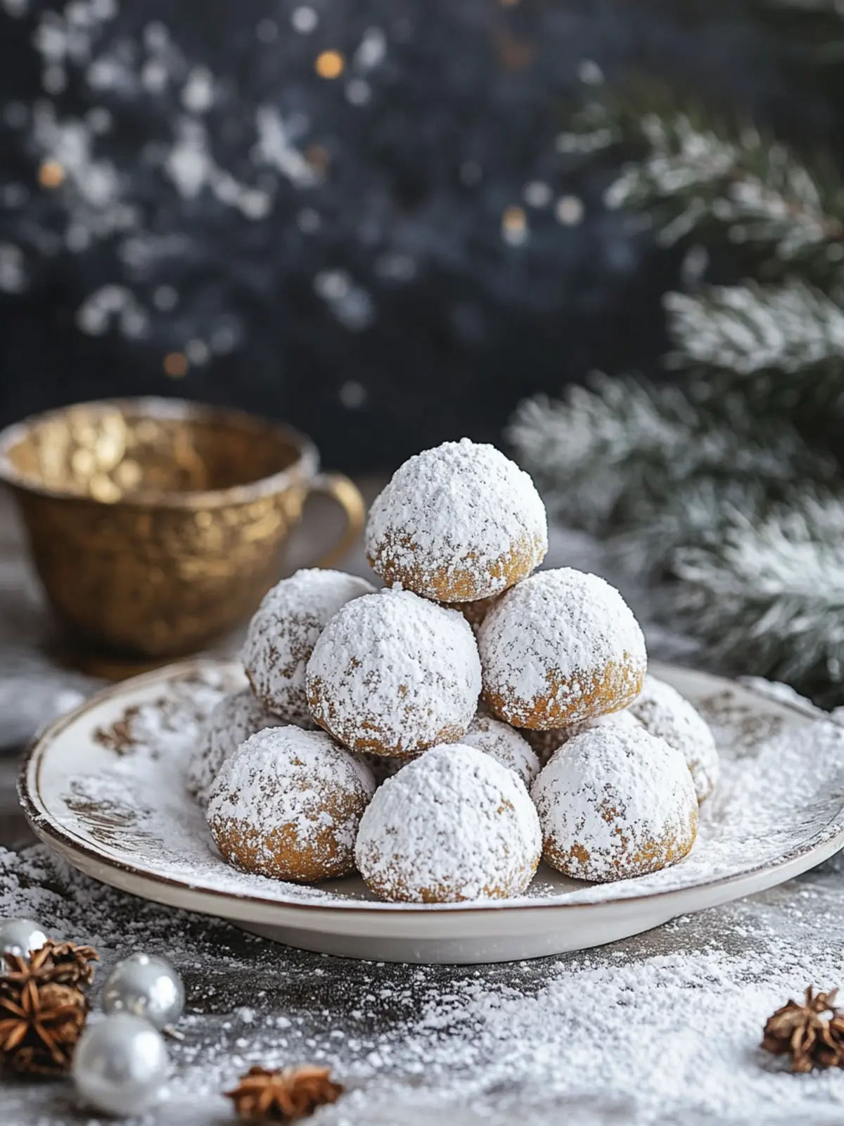 Gingerbread Snowball Cookies