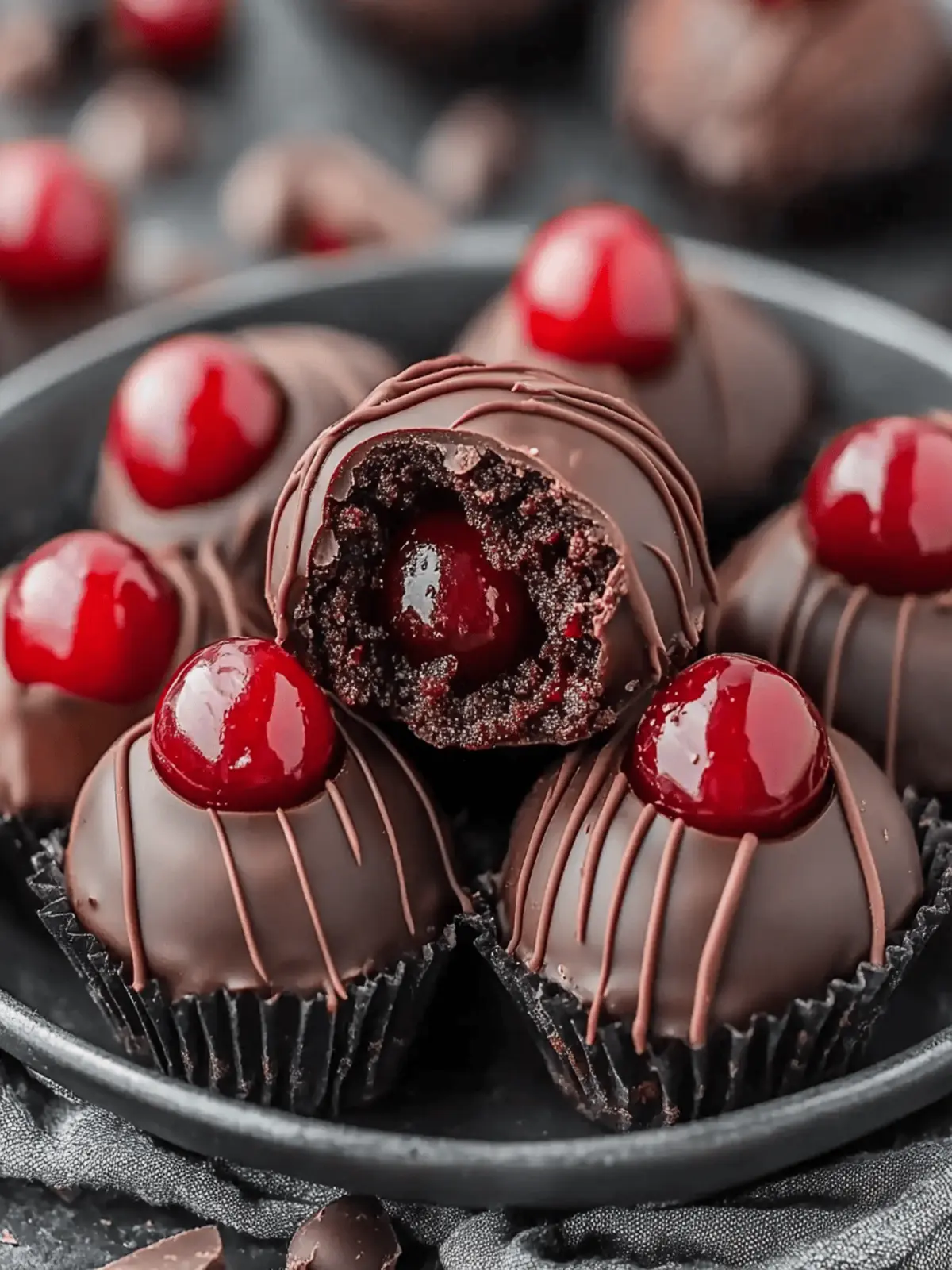 Chocolate Covered Cherry Brownie Bombs