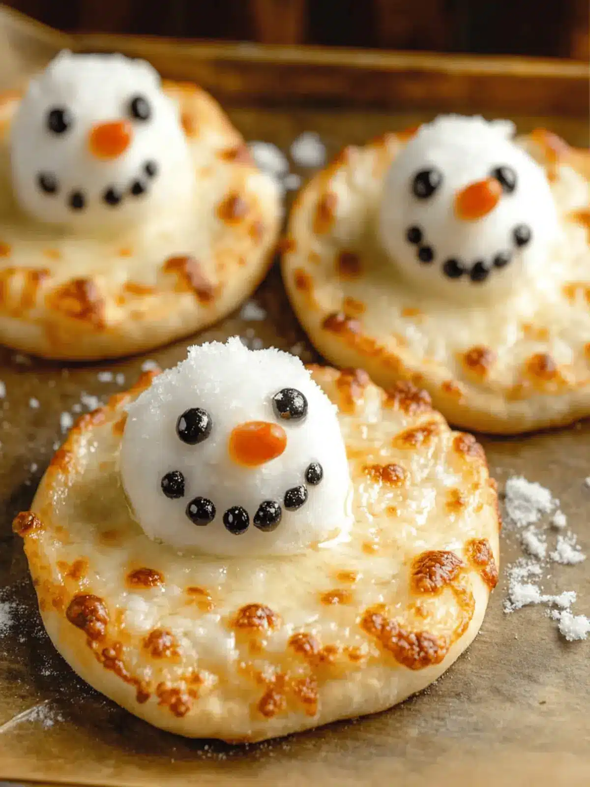 Mini Snowman Pizzas