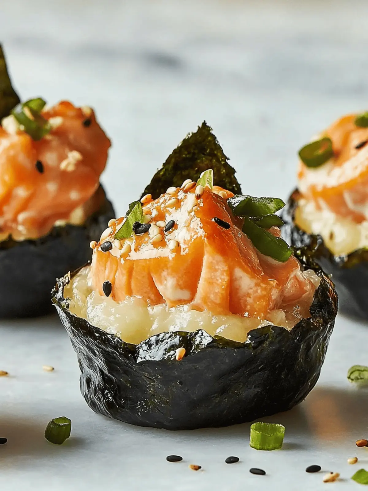 Baked Salmon Sushi Cups: Your Perfect New Year's Eve Appetizer 3 Baked Salmon Sushi Cups - New Year's Eve Appetizer