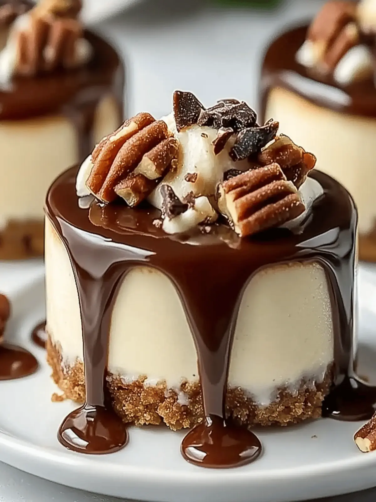 No Bake Turtle Mini Cheesecake