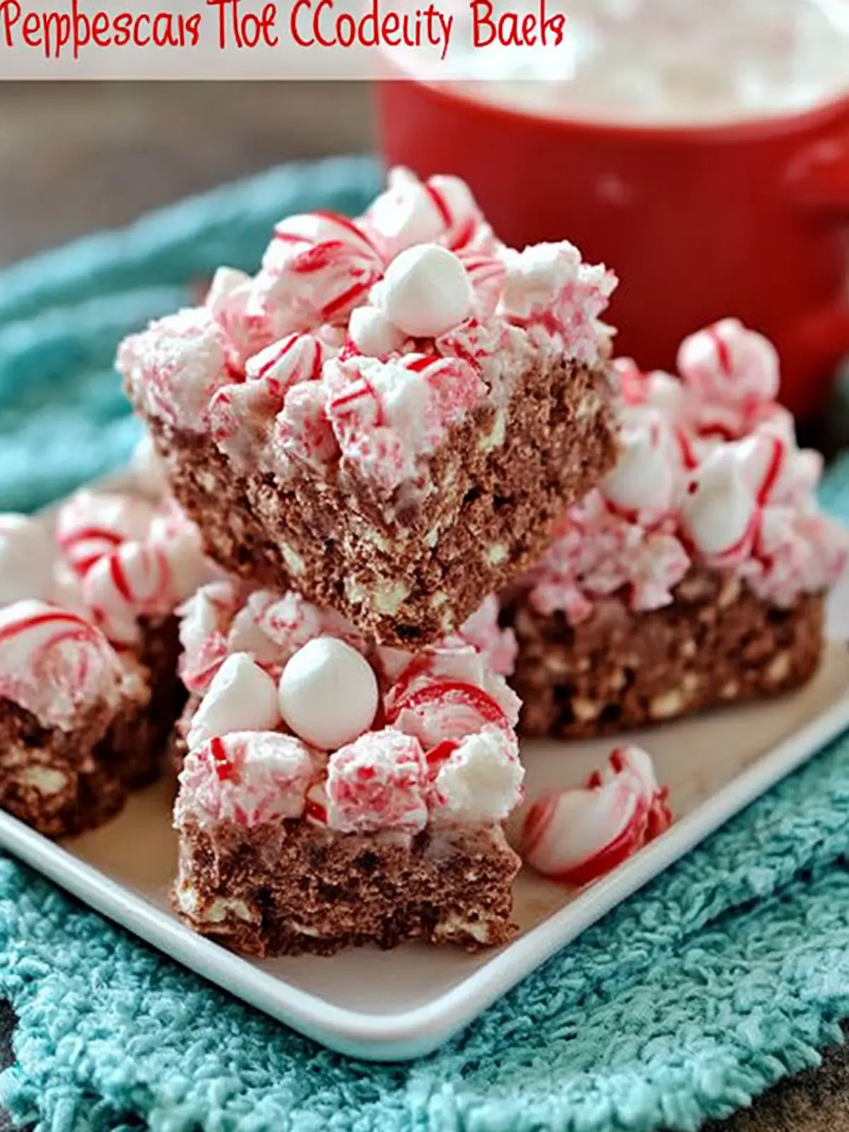 Peppermint Hot Chocolate Krispies Treats