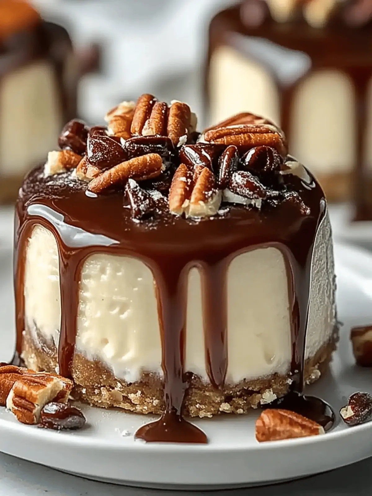 No Bake Turtle Mini Cheesecake