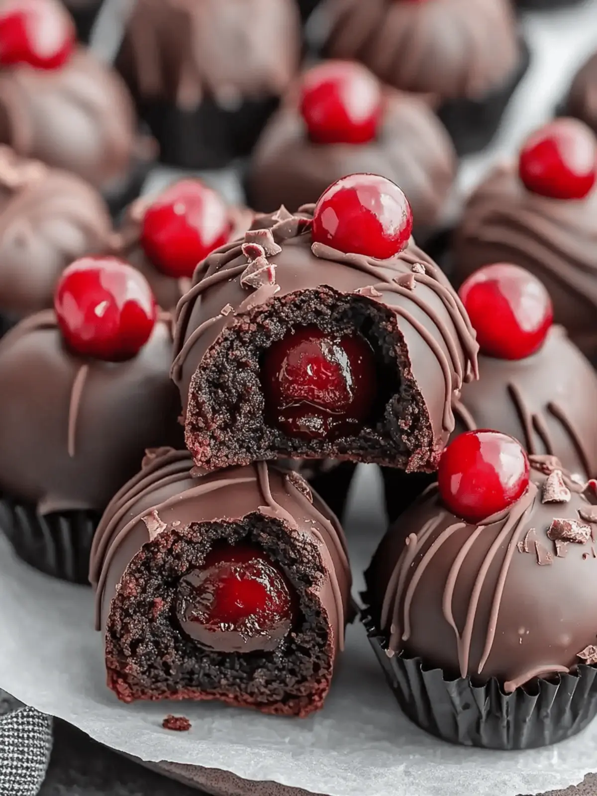 Chocolate Covered Cherry Brownie Bombs