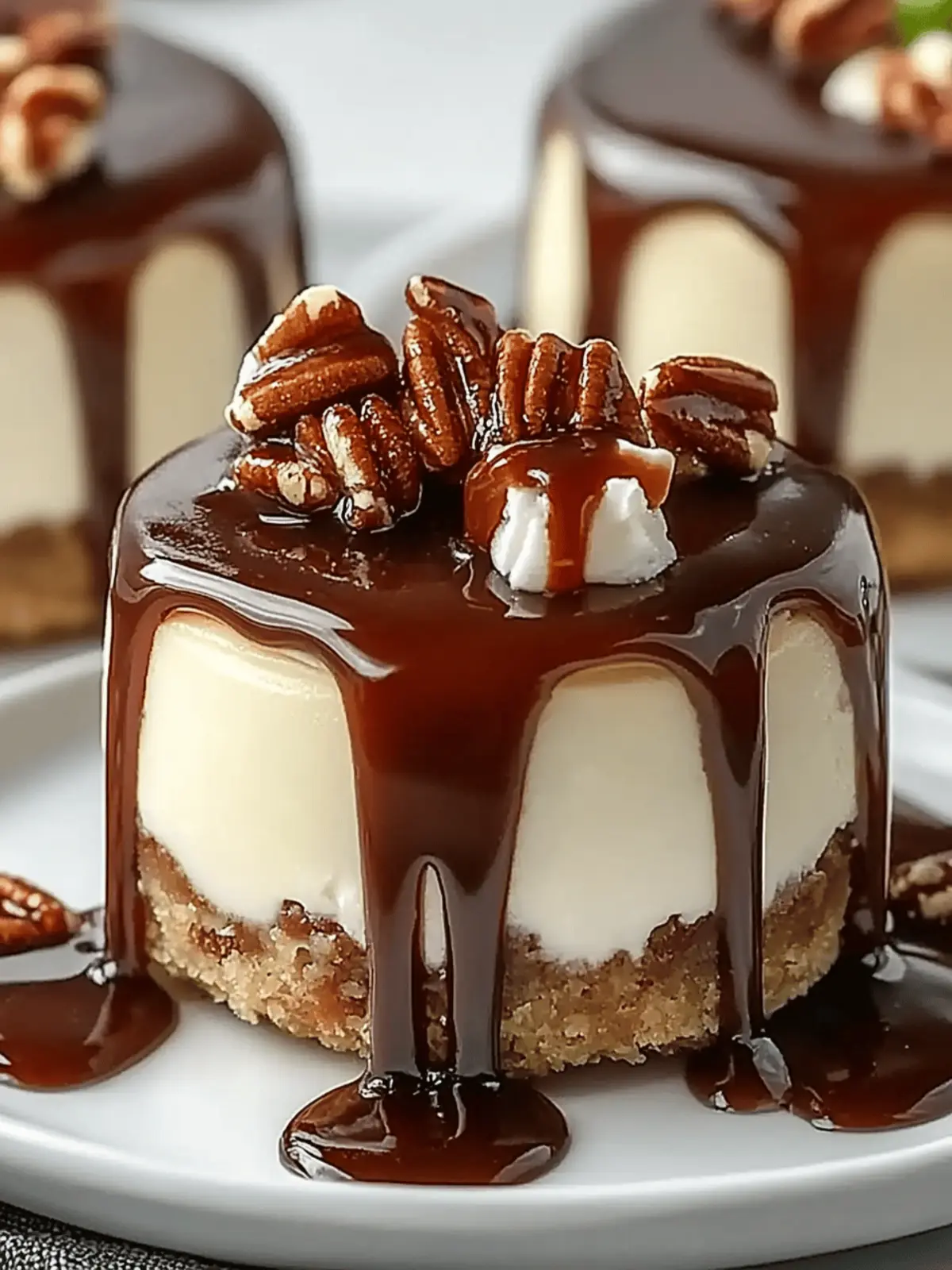 No Bake Turtle Mini Cheesecake
