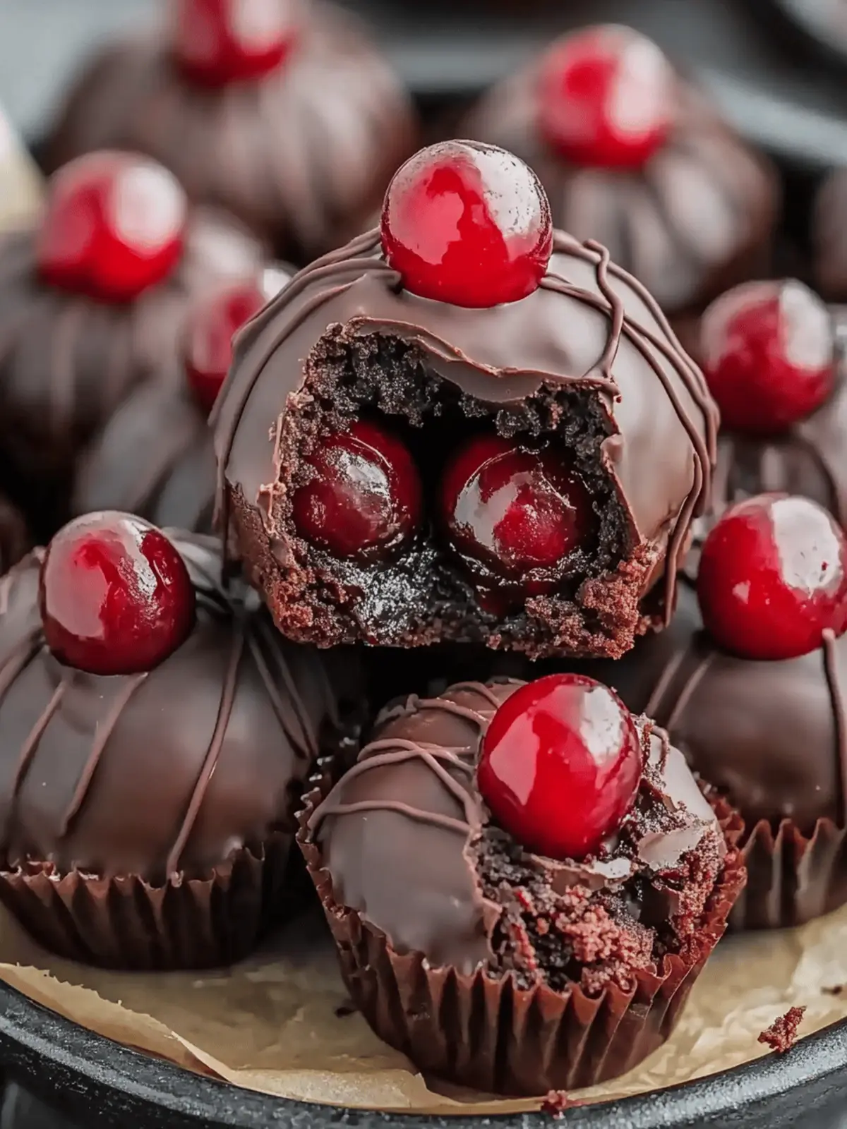Chocolate Covered Cherry Brownie Bombs