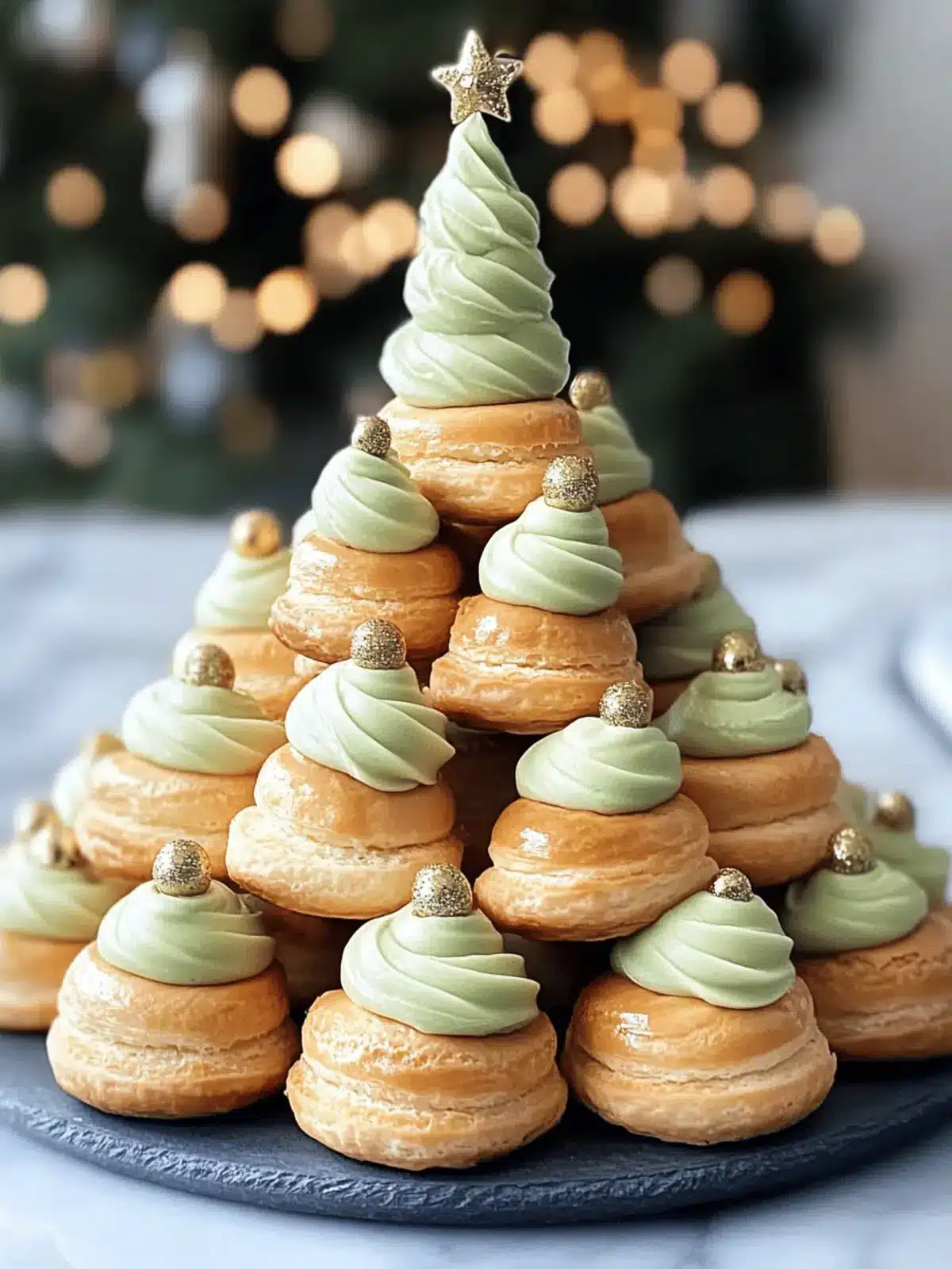 Irresistible Christmas Tree Cream Puffs for Festive Fun