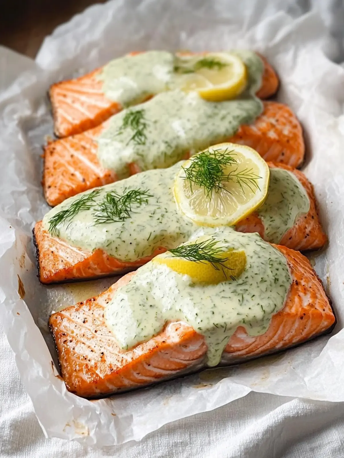 Crispy Baked Salmon with Zesty Lemon Dill Sauce Delight 2 Crispy Baked Salmon with Lemon Dill Sauce