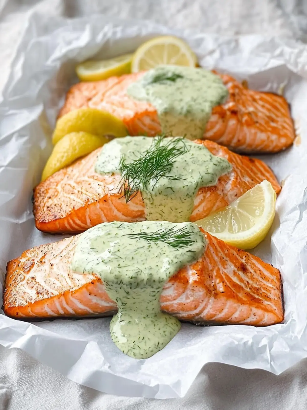 Crispy Baked Salmon with Zesty Lemon Dill Sauce Delight 3 Crispy Baked Salmon with Lemon Dill Sauce