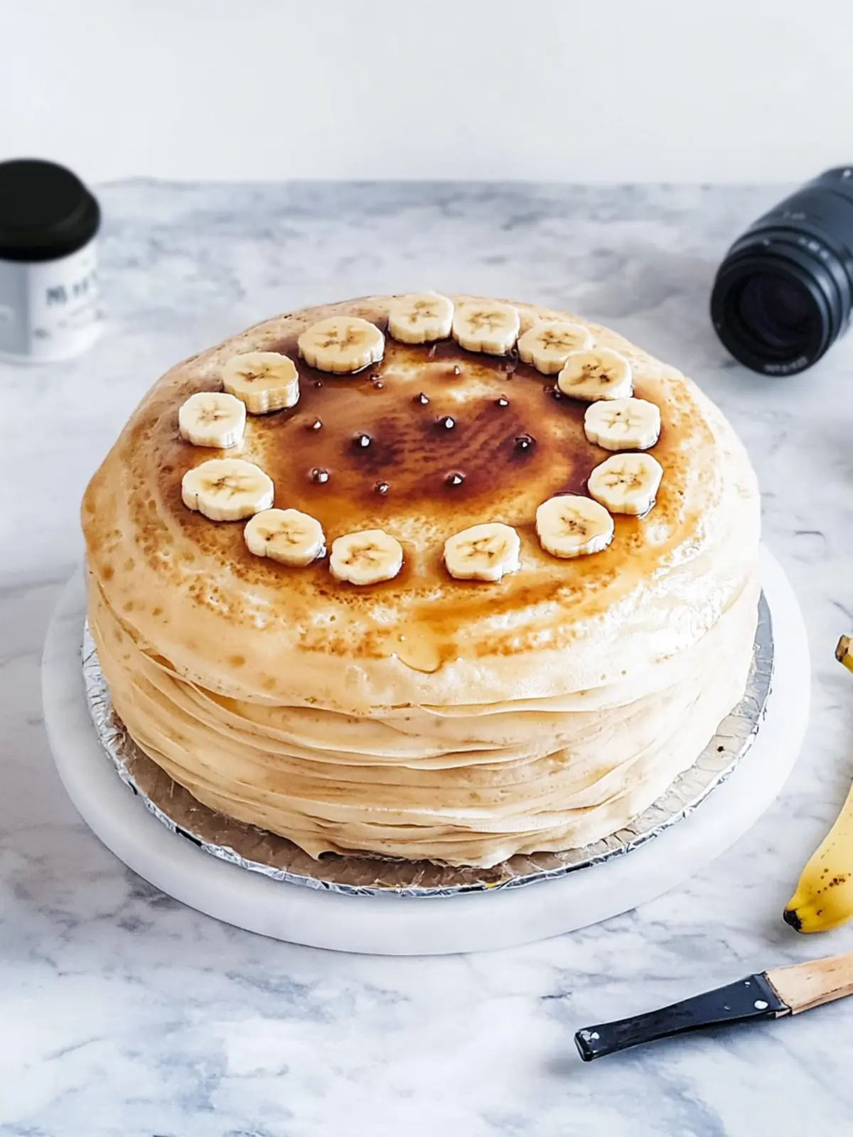 Decadent Banana & Crème Brûlée Mille Crêpe Cake Delight 5 Banana & Crème Brûlée Mille Crêpe Cake