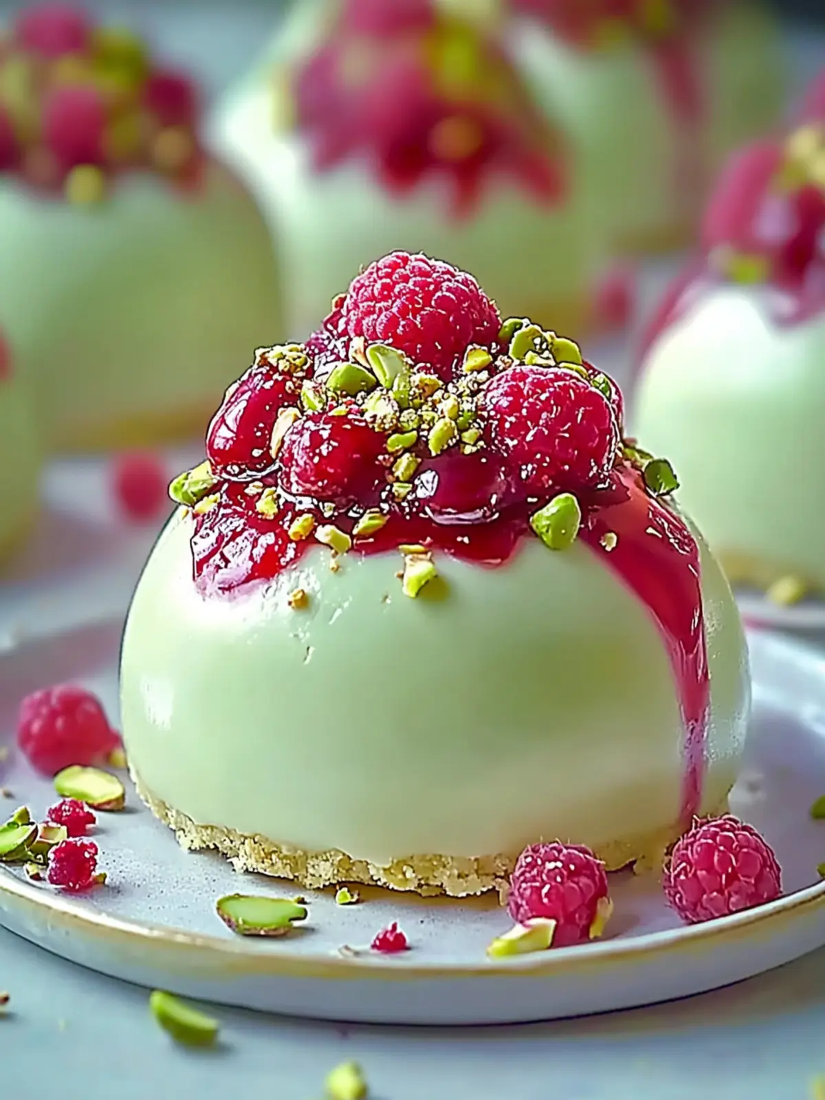 Indulge in Pistachio & Raspberry Cheesecake Domes Today 5 Pistachio & Raspberry Cheesecake Domes