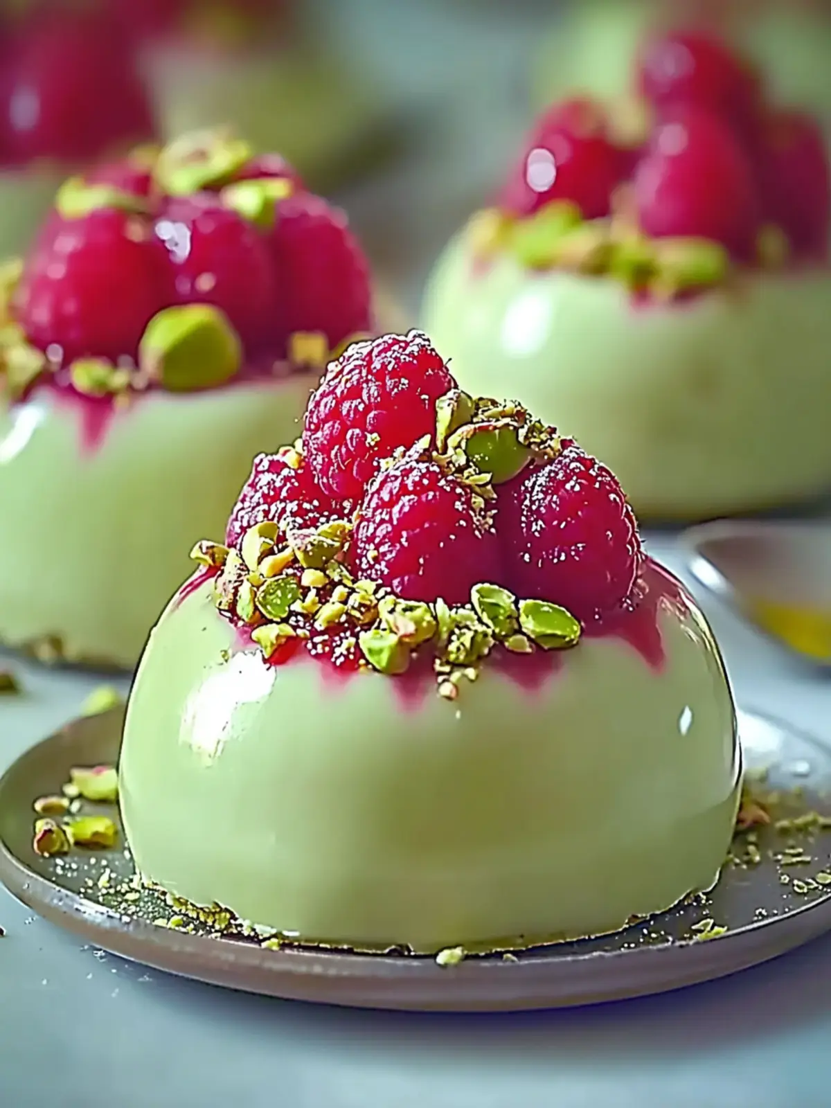 Indulge in Pistachio & Raspberry Cheesecake Domes Today 2 Pistachio & Raspberry Cheesecake Domes