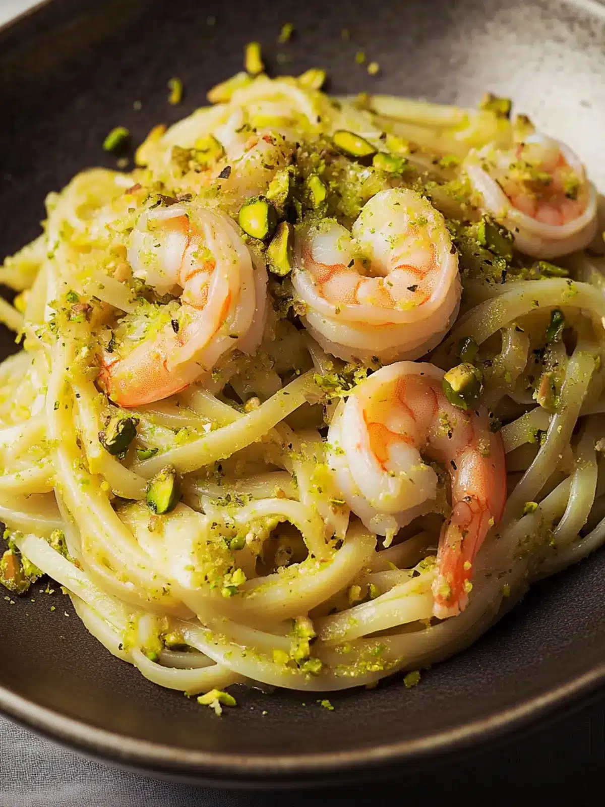 Zesty Lemon Linguine with Shrimp and Crunchy Pistachios 2 Lemon Linguine with Shrimps and Pistachios