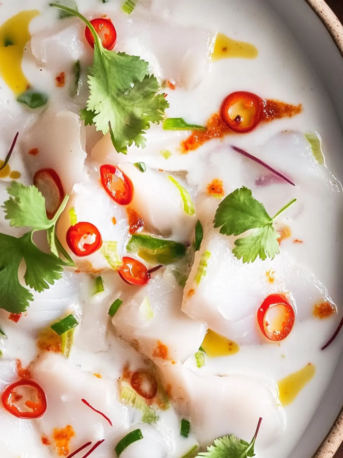 Zesty Kingfish Ceviche with Coconut Milk & Chilli Oil Delight 4 Kingfish Ceviche with Coconut Milk & Chilli Oil