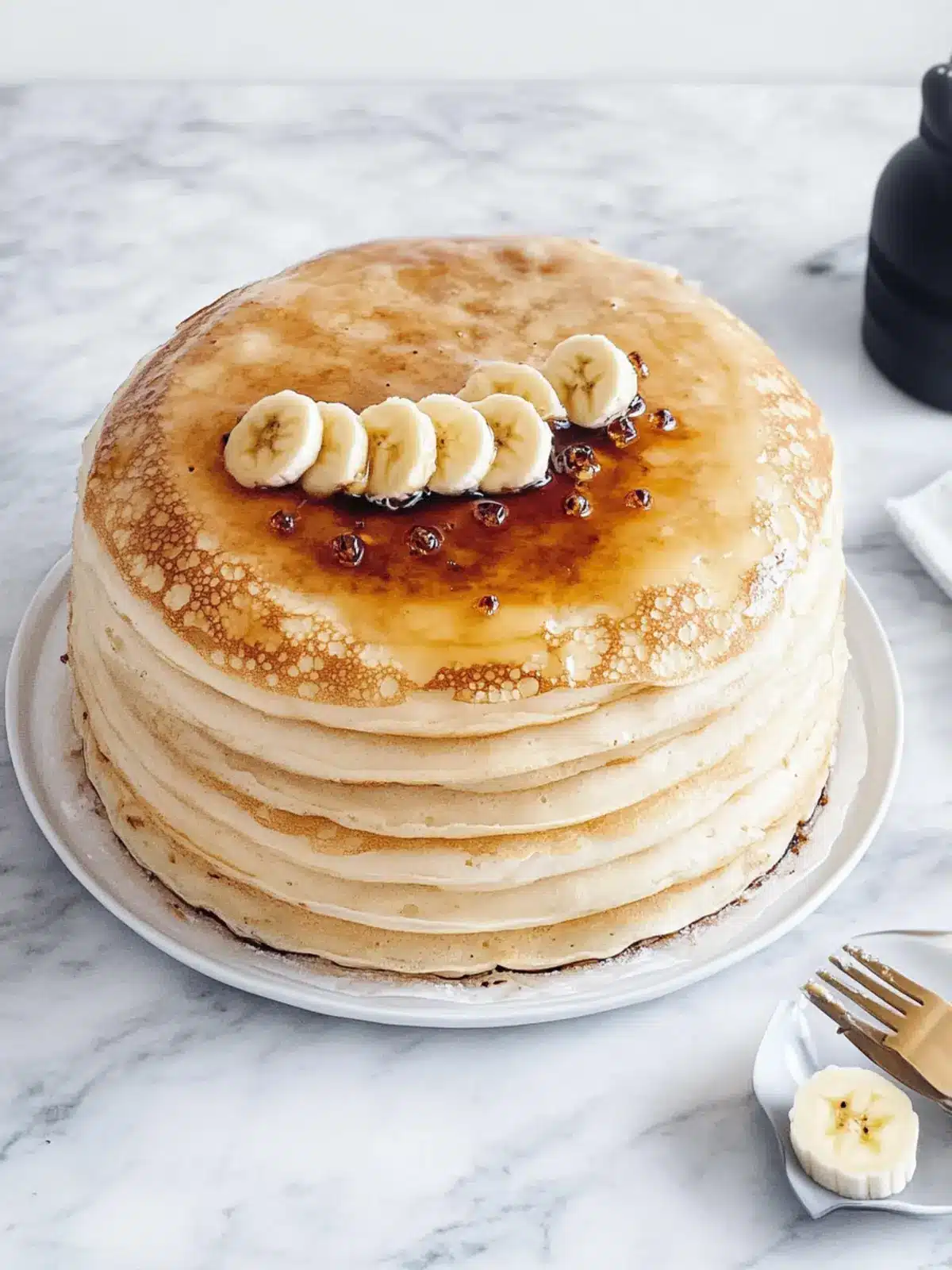 Decadent Banana & Crème Brûlée Mille Crêpe Cake Delight 3 Banana & Crème Brûlée Mille Crêpe Cake