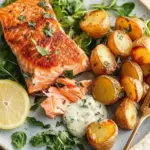 Savor Seared Salmon & Roast Potatoes with Garlic Bliss 7 Seared Salmon & Roast Potatoes
