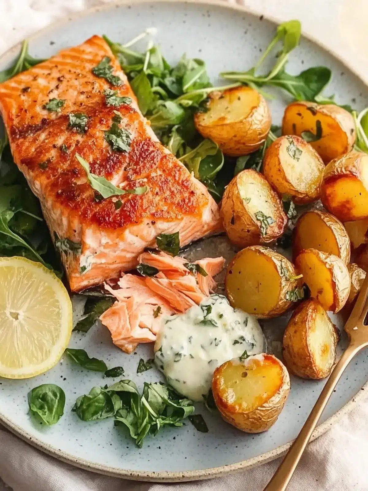Seared Salmon & Roast Potatoes