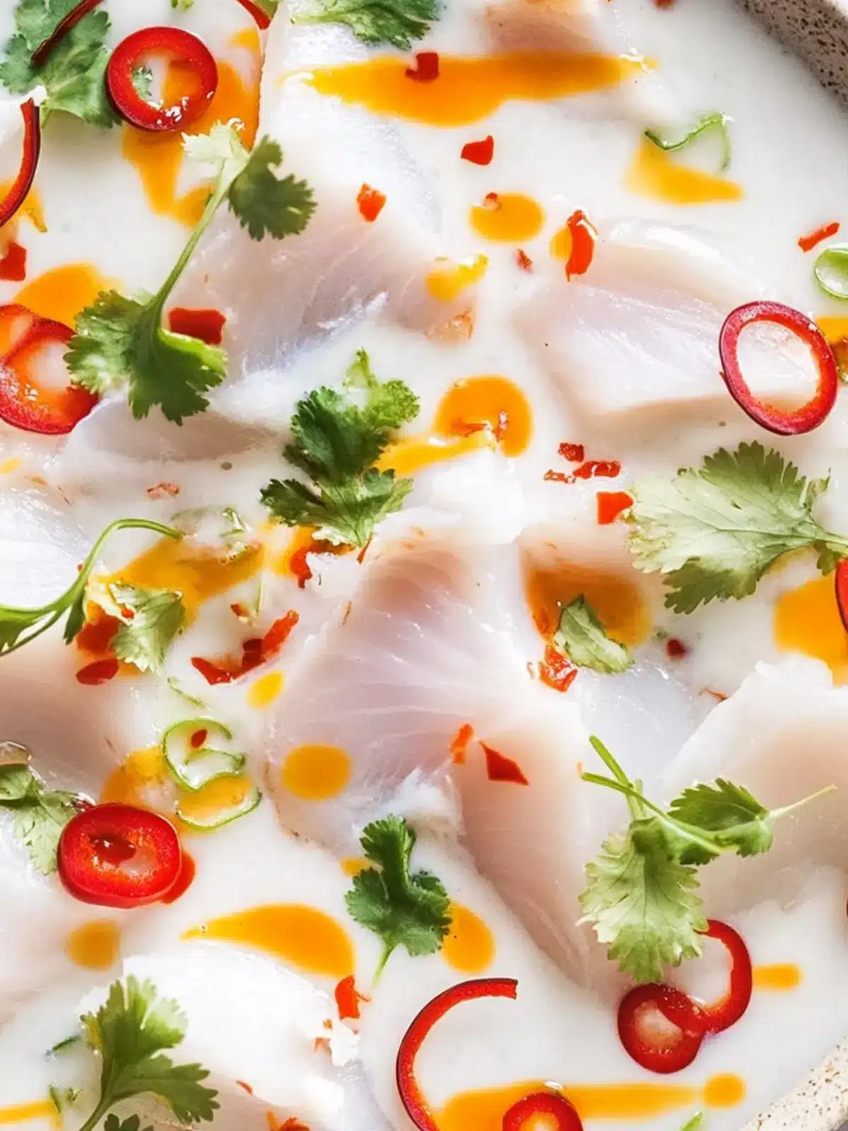 Zesty Kingfish Ceviche with Coconut Milk & Chilli Oil Delight 5 Kingfish Ceviche with Coconut Milk & Chilli Oil