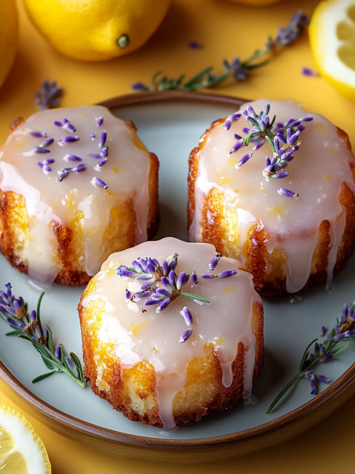 Delightful Mini Lemon Cakes with Lavender Glaze Recipe 3 Mini Lemon Cakes with Lavender Glaze