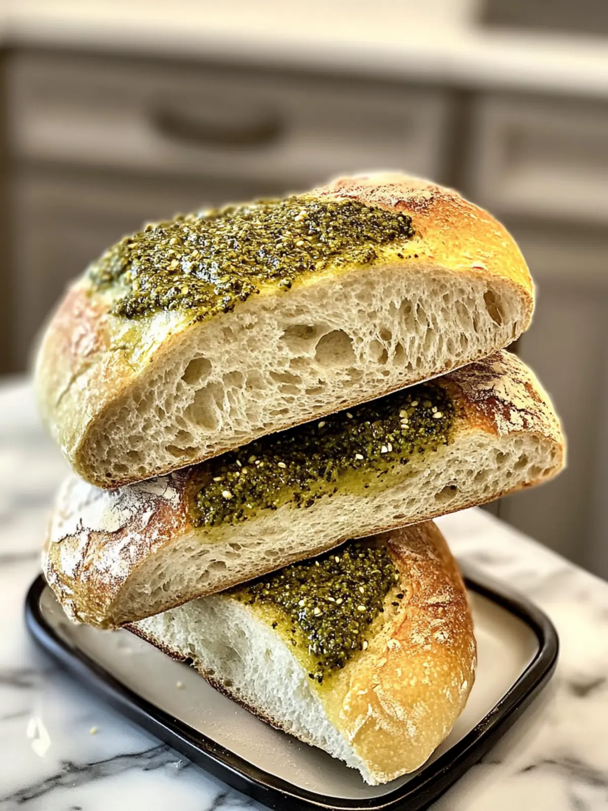 Pesto Drizzle on Sourdough Sandwich Bread: Irresistibly Fresh 5 sourdough sandwich bread with Pesto Drizzle