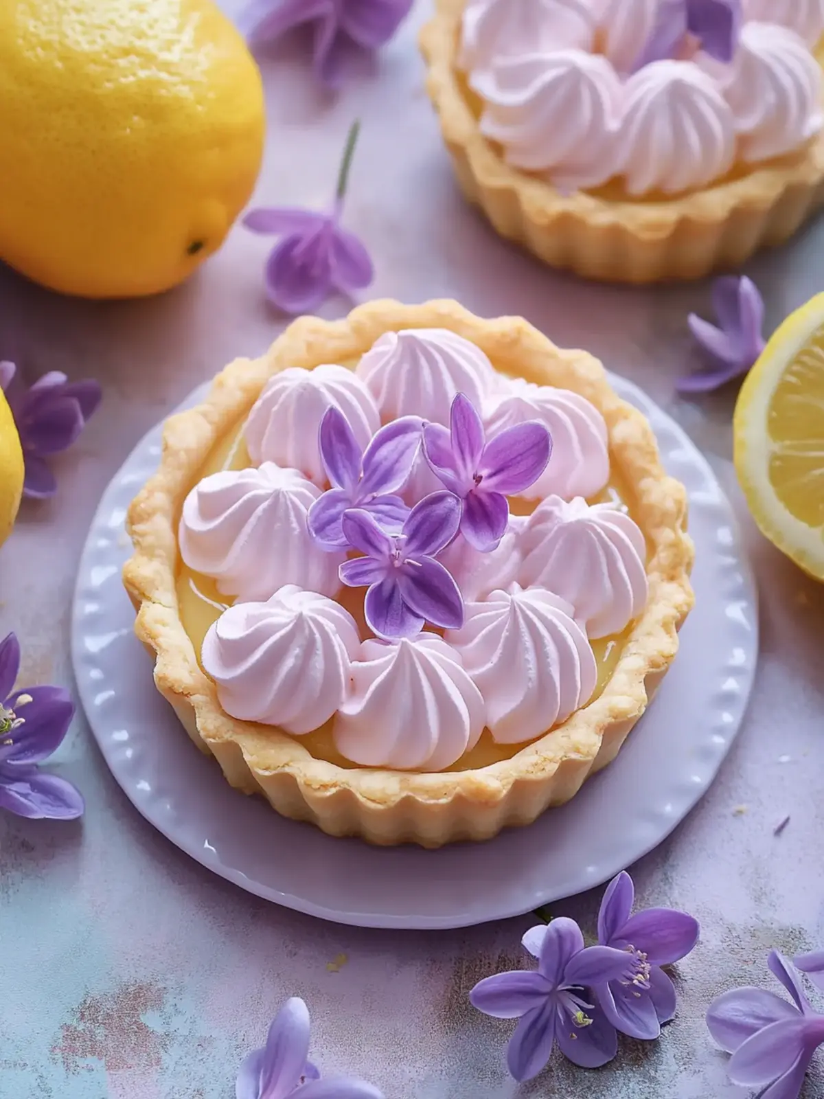 Delightful Mini Lemon Tart with Lilac Meringue Recipe 4 Mini Lemon Tart with Lilac Meringue