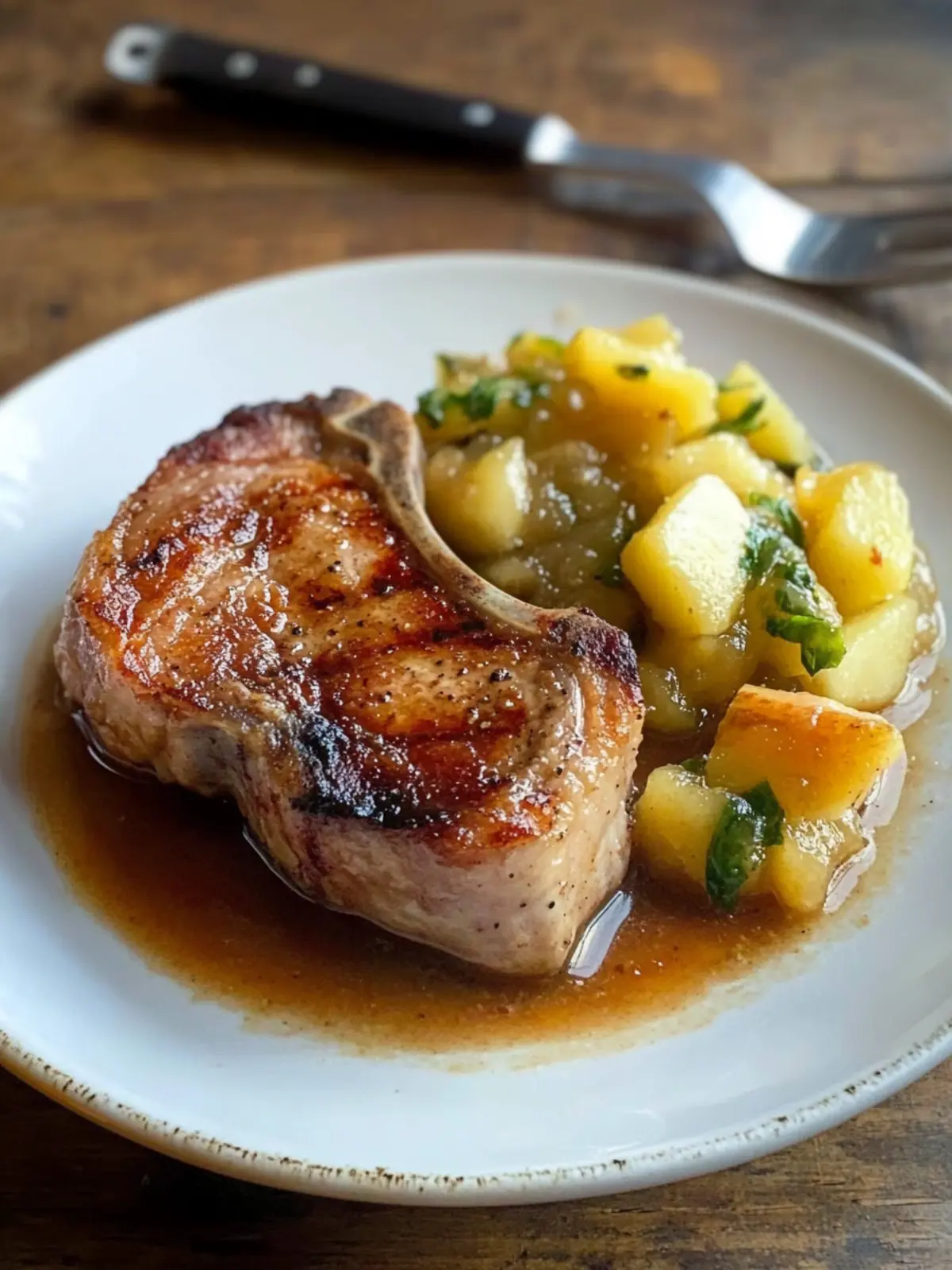 Savor Juicy Pork Chops with Applesauce for a Cozy Dinner 4 Pork chops with applesauce