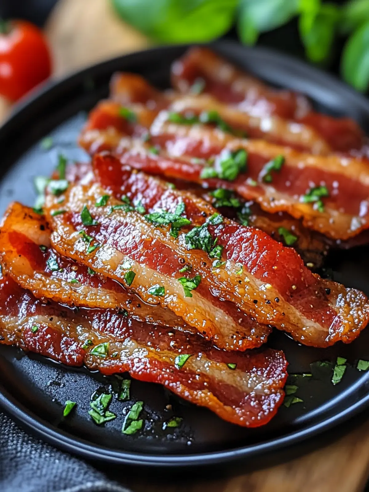 Crispy Air Fryer Bacon with Fresh Basil for Zesty Flavor! 2 air fryer bacon with Fresh Basil