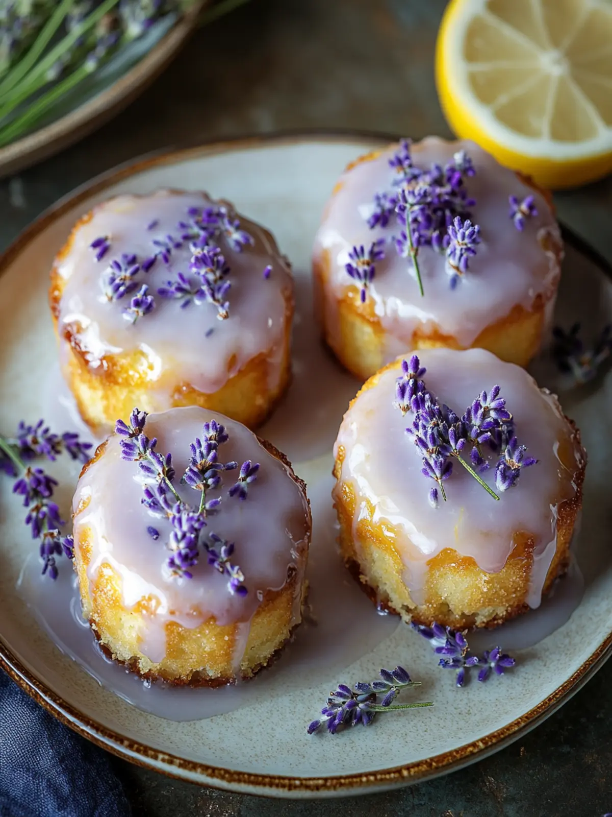 Delightful Mini Lemon Cakes with Lavender Glaze Recipe 5 Mini Lemon Cakes with Lavender Glaze