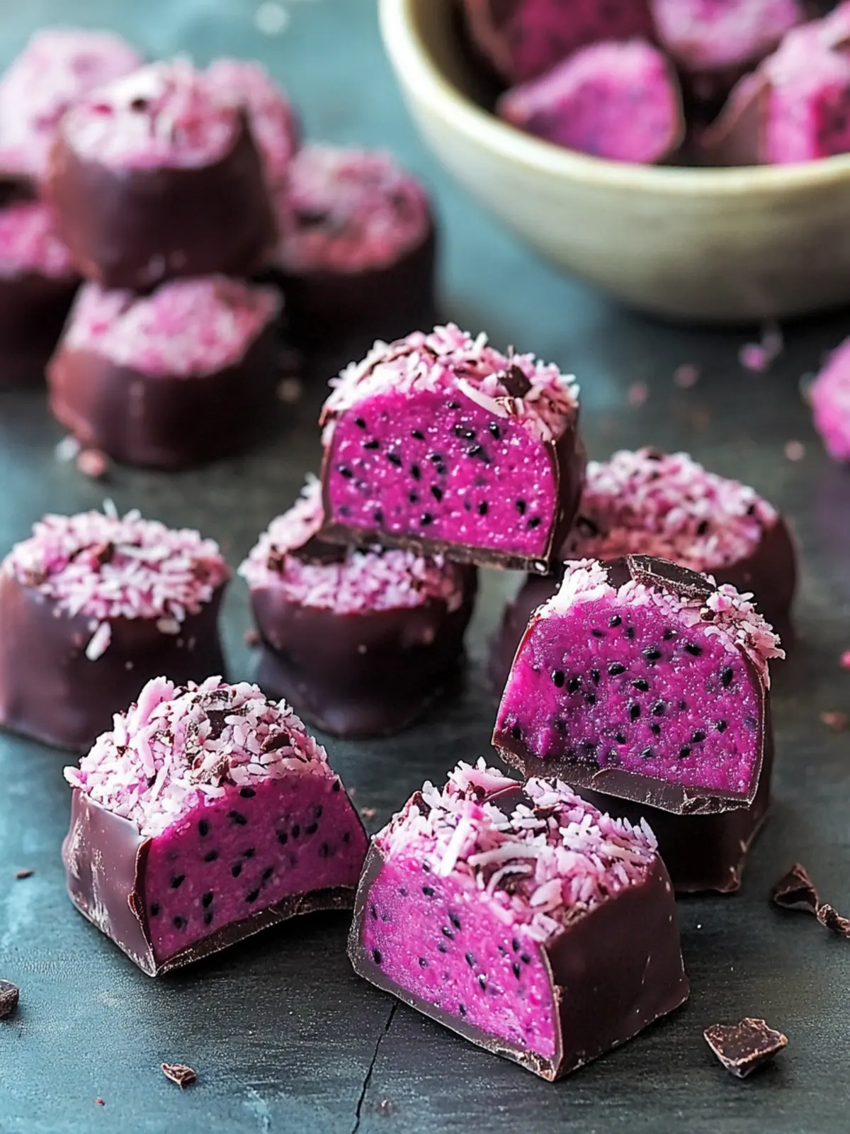 Dark Chocolate Dragon Fruit Coconut Treats You’ll Crave 4 Dark Chocolate Dragon Fruit Coconut Treats