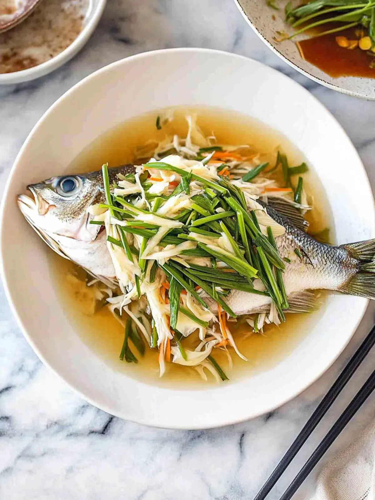 Delicious Chinese Steamed Fish with Ginger Shallot Sauce at Home 3 Chinese Steamed Fish with Ginger Shallot Sauce