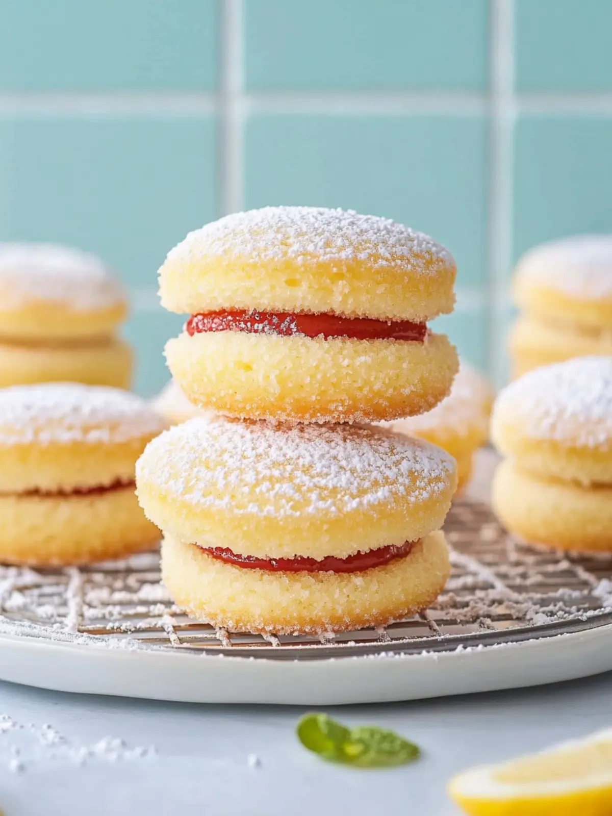 Delightful Sponge Kisses with Raspberry Jam and Cream Filling 4 Sponge Kisses