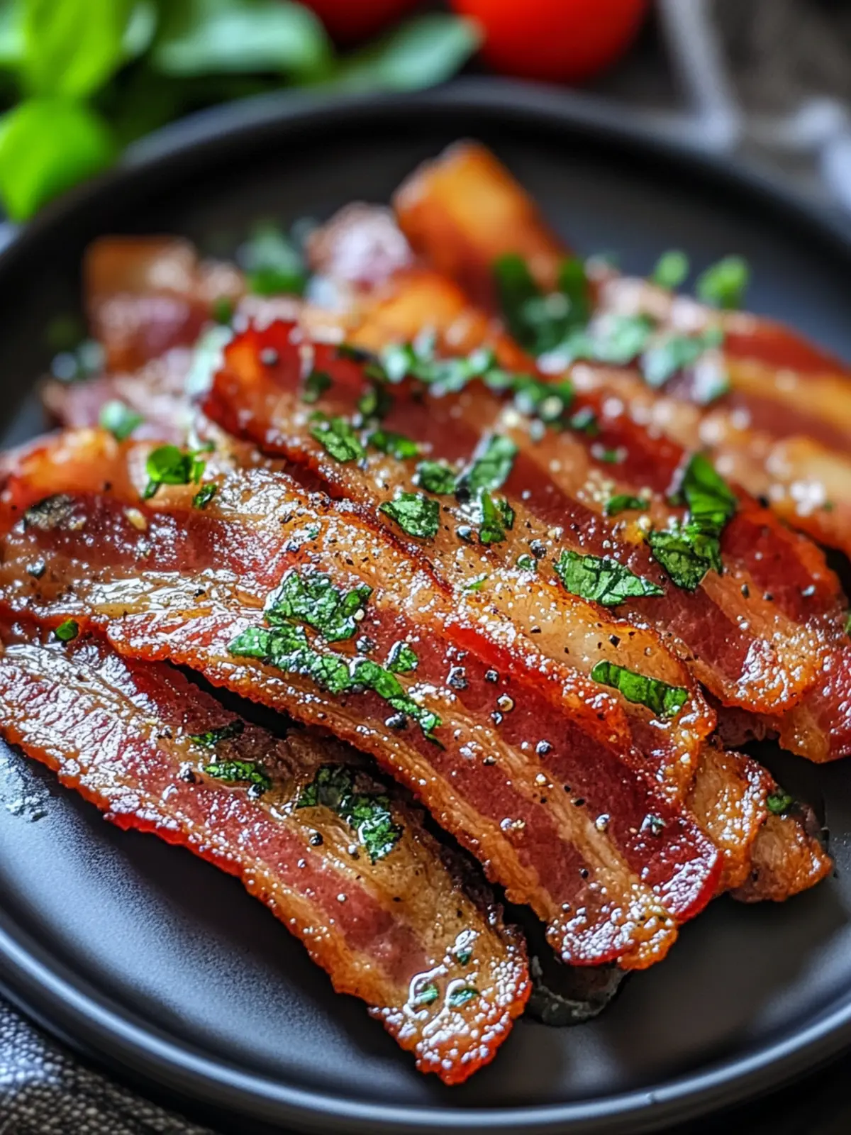 Crispy Air Fryer Bacon with Fresh Basil for Zesty Flavor! 4 air fryer bacon with Fresh Basil
