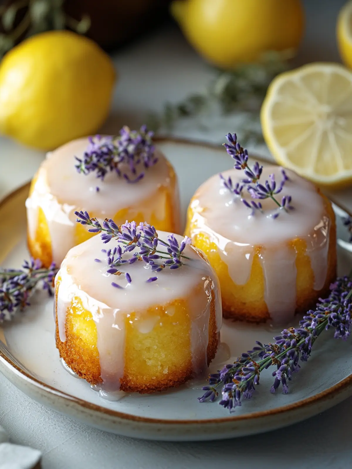Delightful Mini Lemon Cakes with Lavender Glaze Recipe 4 Mini Lemon Cakes with Lavender Glaze