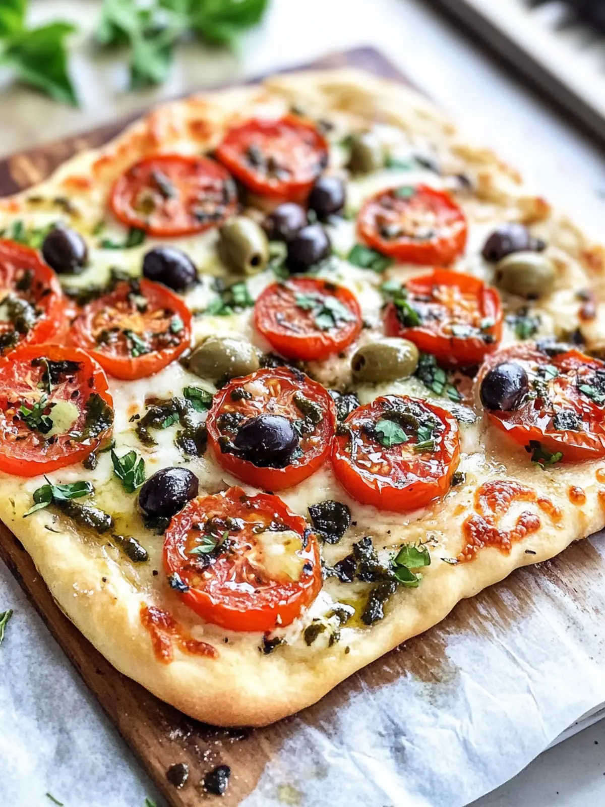 Tomato Olive Flatbread: A Fresh Twist on Dinner Tonight 4 Tomato Olive Flatbread