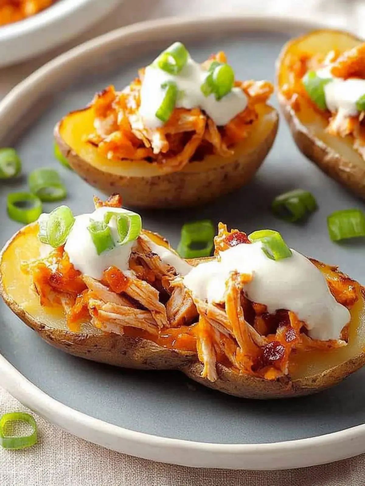 Mouthwatering Buffalo Chicken Potato Skins for Game Day Fun 4 Buffalo Chicken Potato Skins