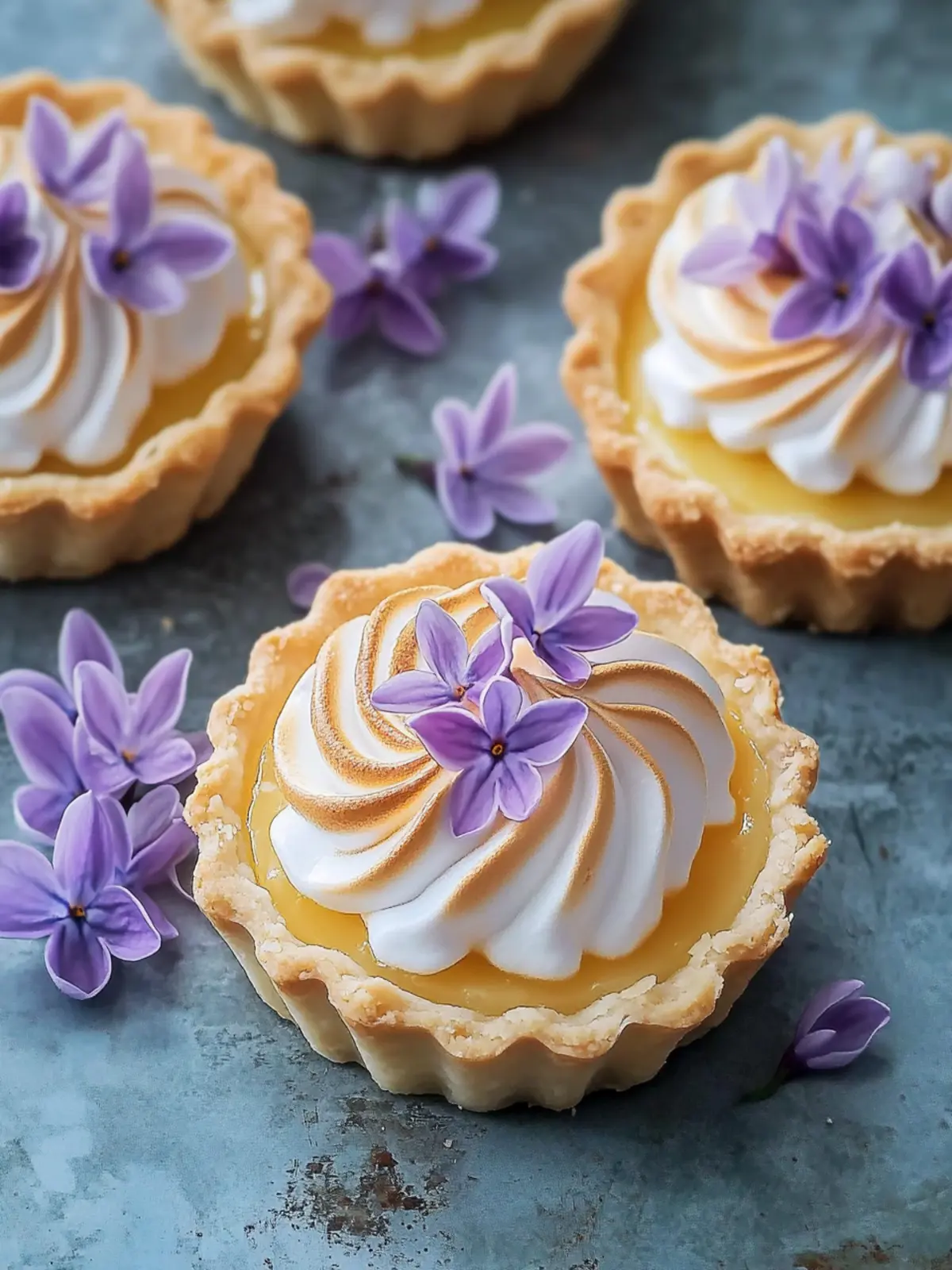Delightful Mini Lemon Tart with Lilac Meringue Recipe 3 Mini Lemon Tart with Lilac Meringue