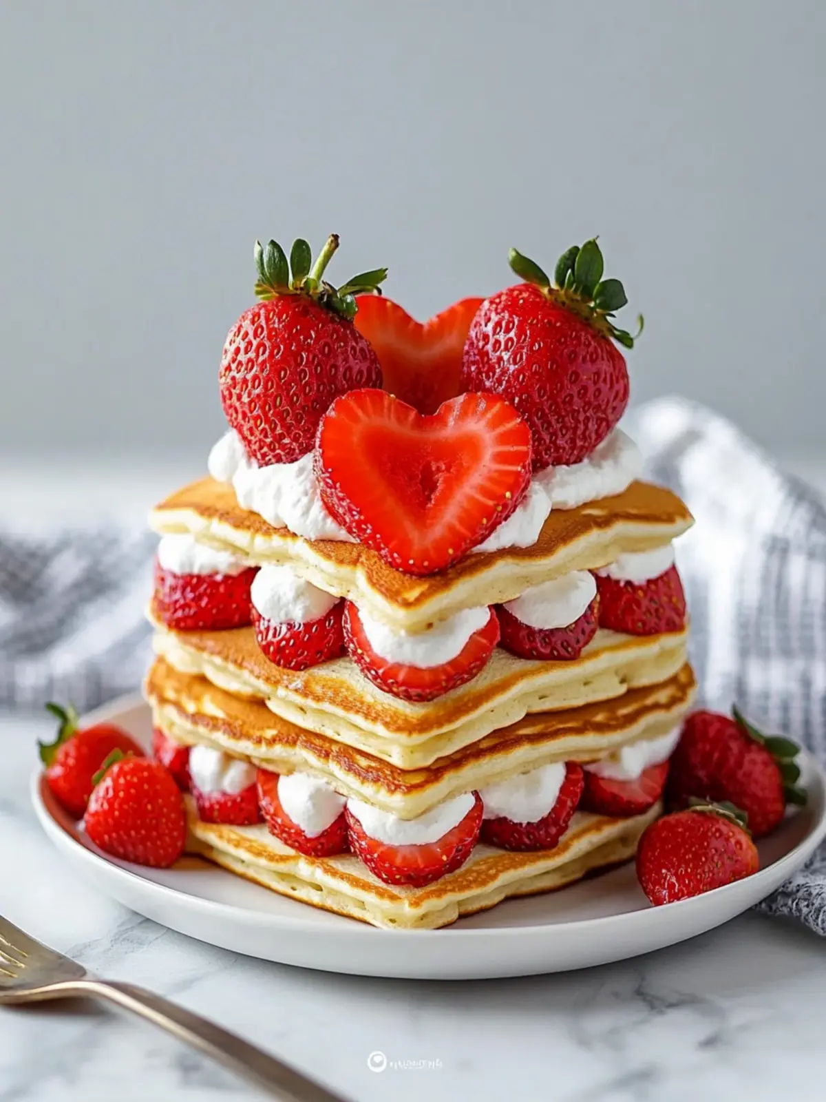 Heart-Shaped Strawberry Pancake Stack for a Sweet Morning Surprise 2 Heart-Shaped Strawberry Pancake Stack