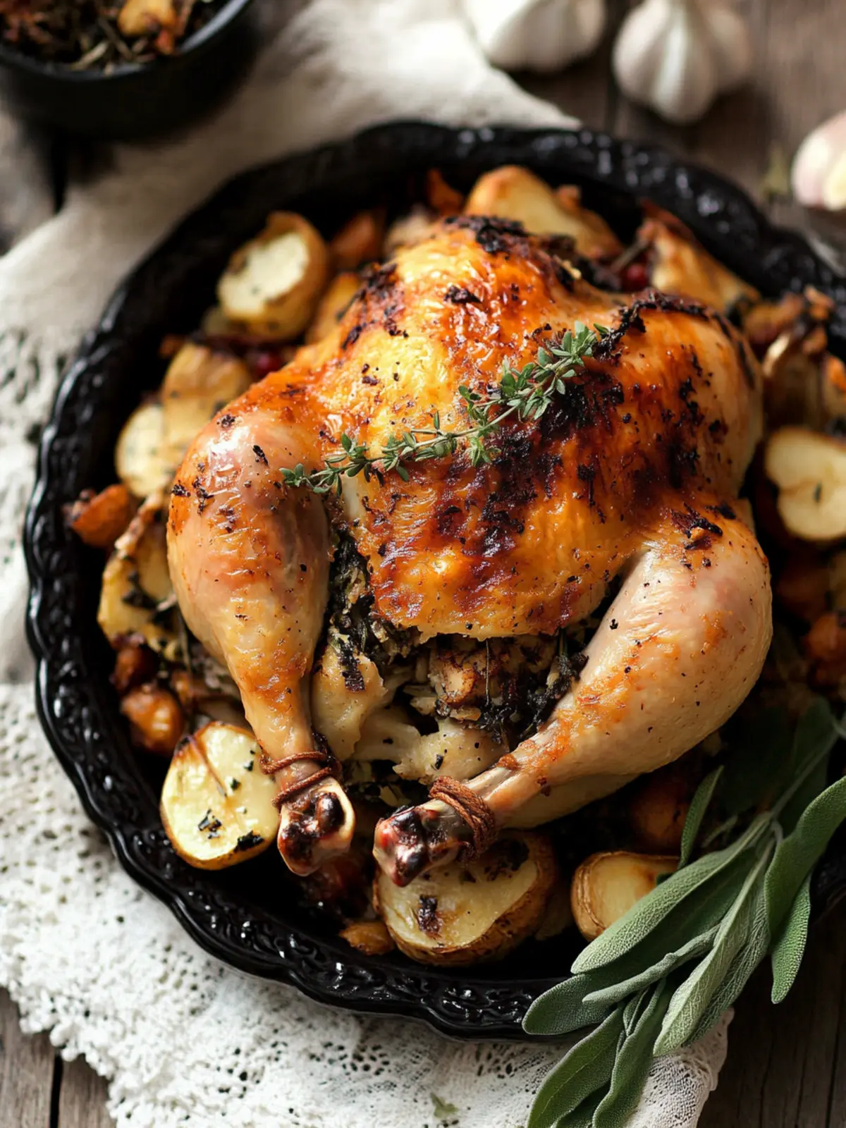 Stuffed Cornish Game Hen with Garlic and Sage Delight 3 Stuffed Cornish Game Hen with Garlic and Sage