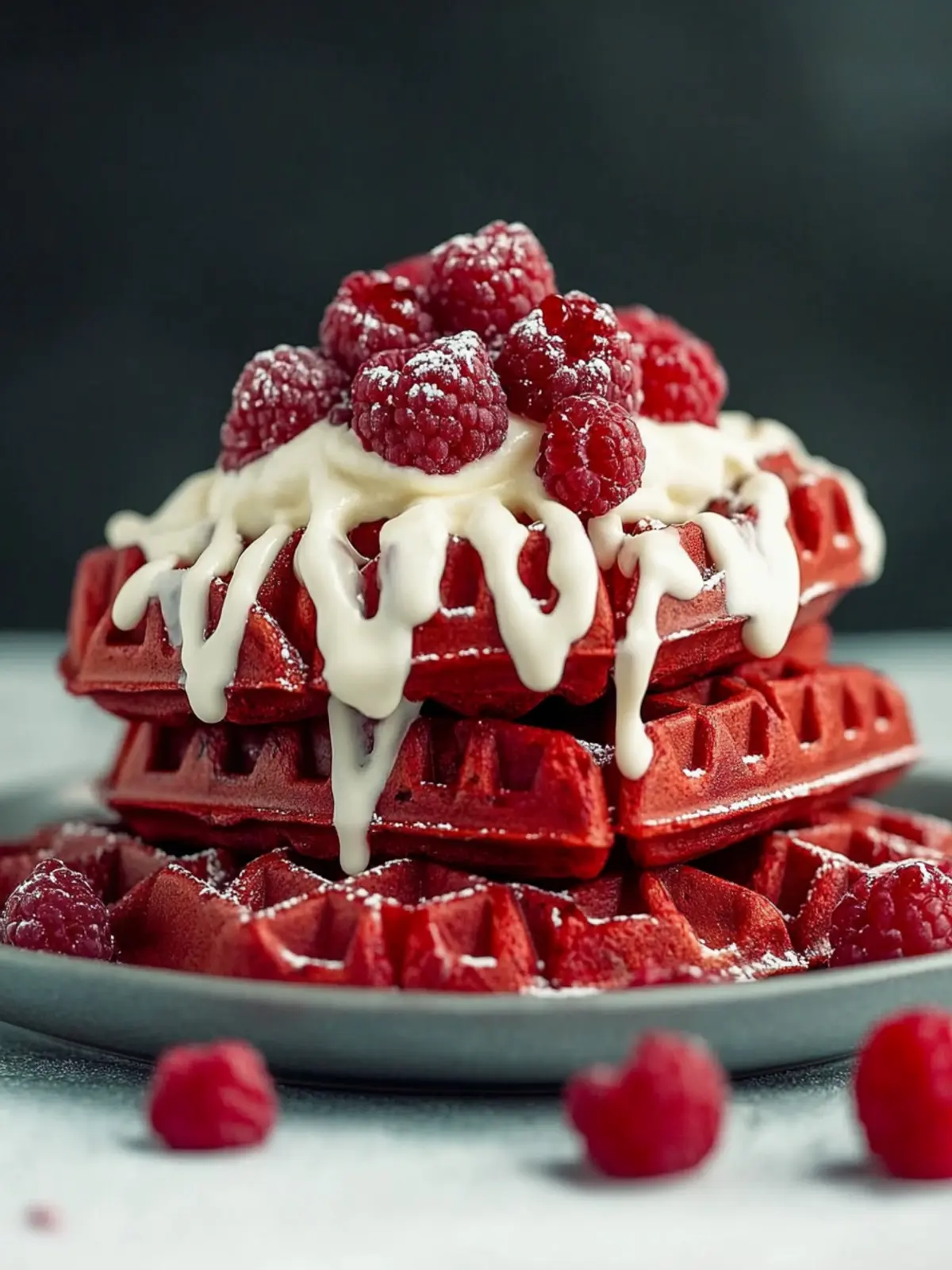 Indulge in Red Velvet Waffles with Cream Cheese Drizzle Today 5 Red Velvet Waffles with Cream Cheese Drizzle