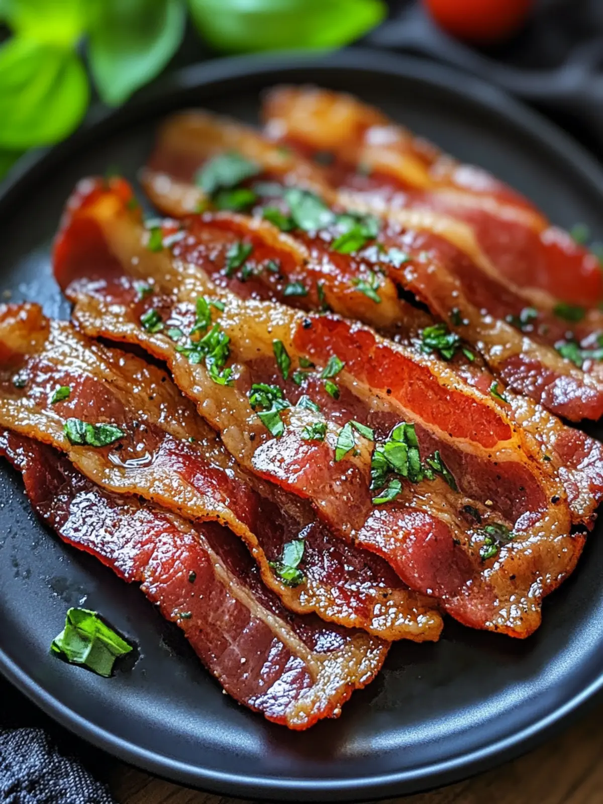 Crispy Air Fryer Bacon with Fresh Basil for Zesty Flavor! 3 air fryer bacon with Fresh Basil