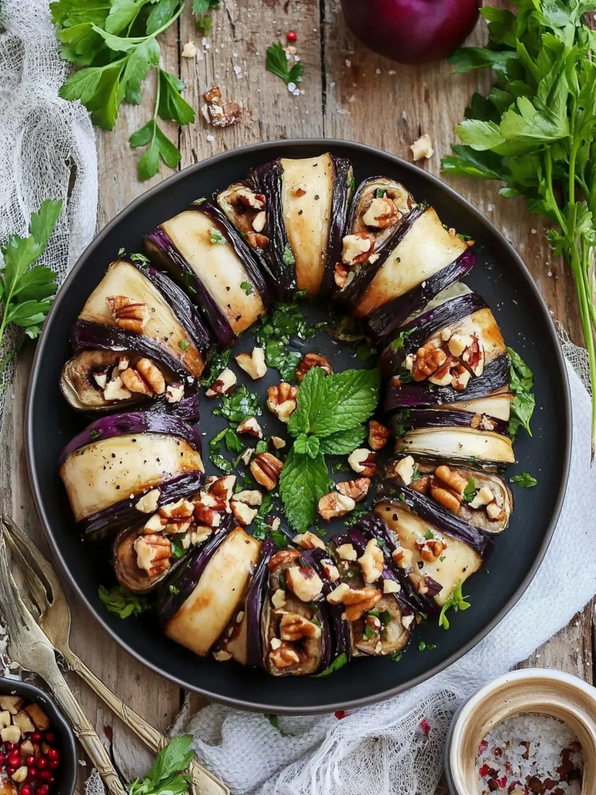 Savory Georgian Eggplant Rolls with Walnuts You'll Love 3 Georgian Eggplant Rolls with Walnuts