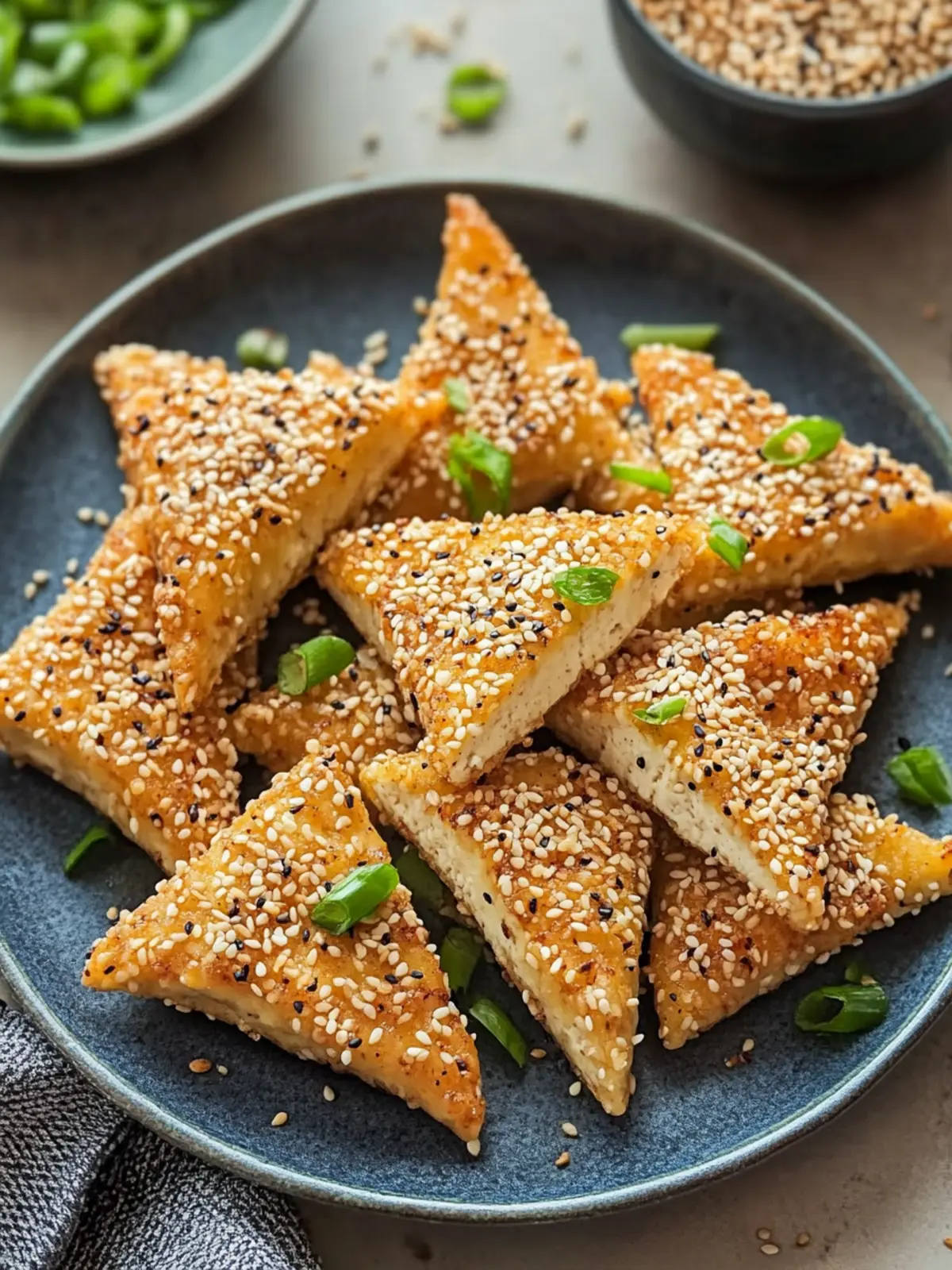 Crispy Sesame-Crusted Tofu Triangles: A Healthy Snack Delight 3 Crispy Sesame-Crusted Tofu Triangles