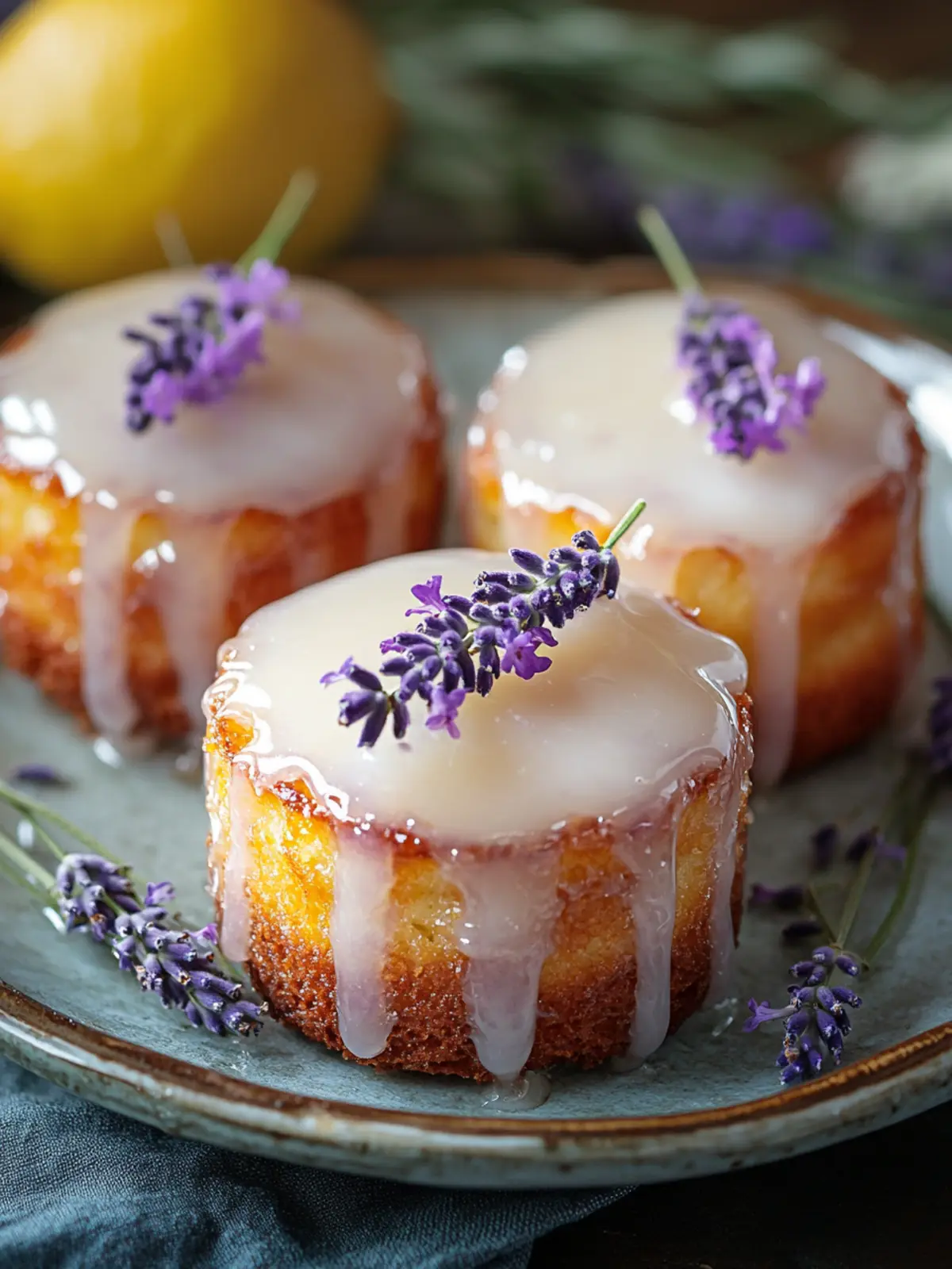 Delightful Mini Lemon Cakes with Lavender Glaze Recipe 2 Mini Lemon Cakes with Lavender Glaze
