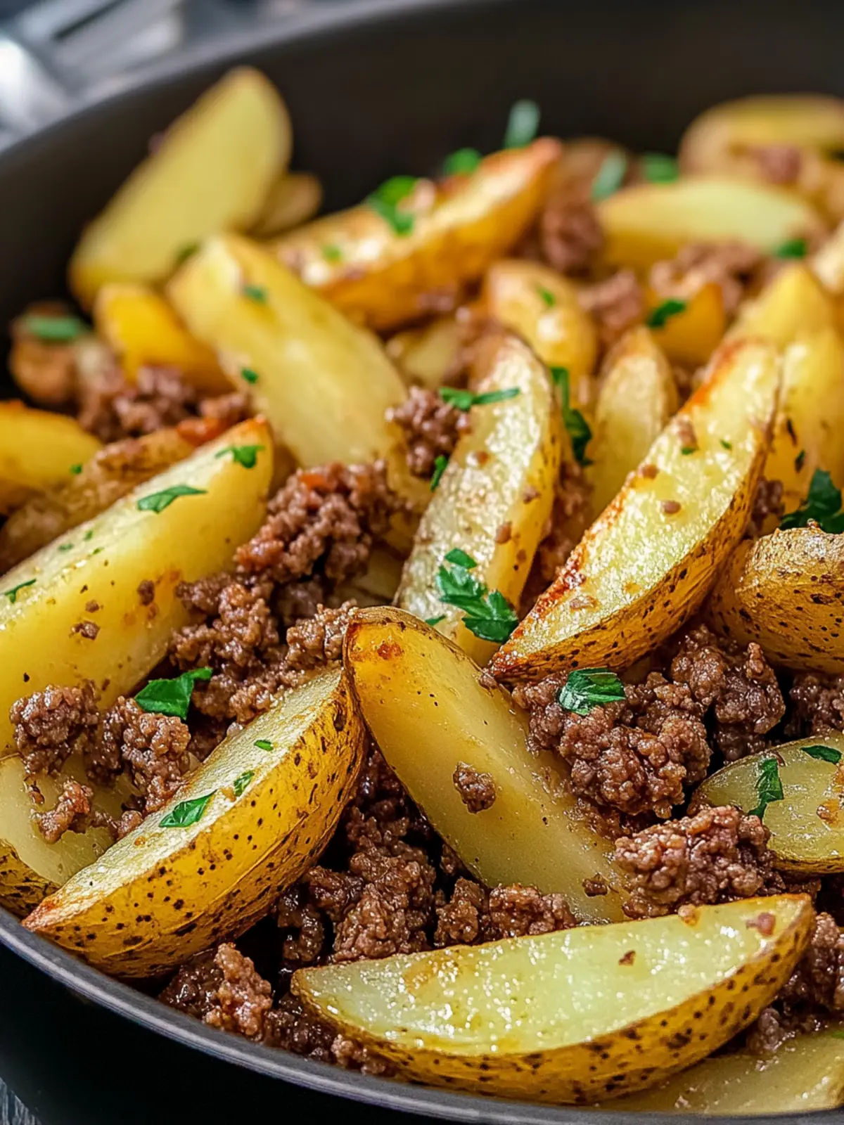 Crispy Potato Wedges Air Fryer with Savory Ground Beef Magic 4 potato wedges air fryer with Ground Beef